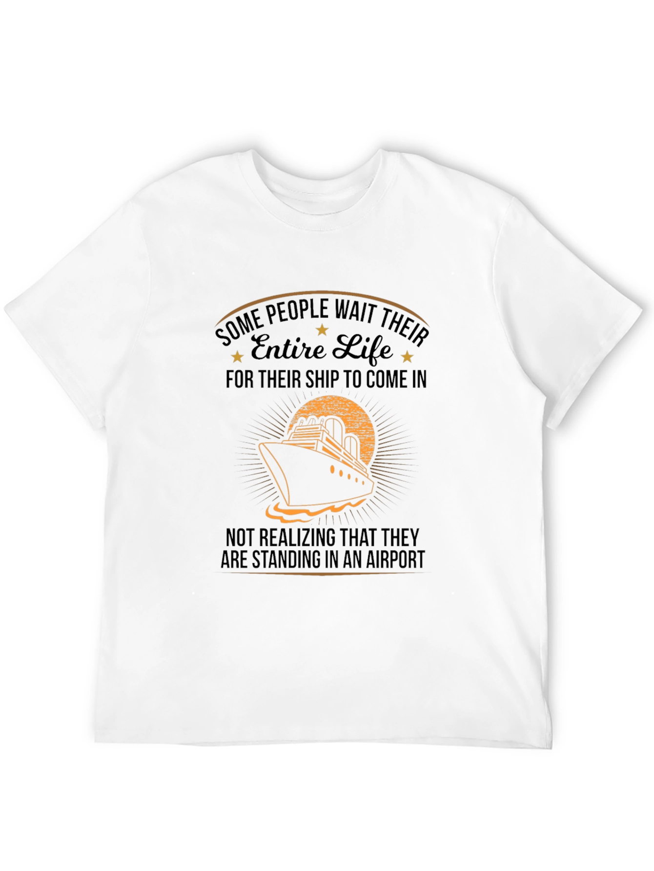 Black Cruise Ship T-Shirt: Entire Life Airport view 12