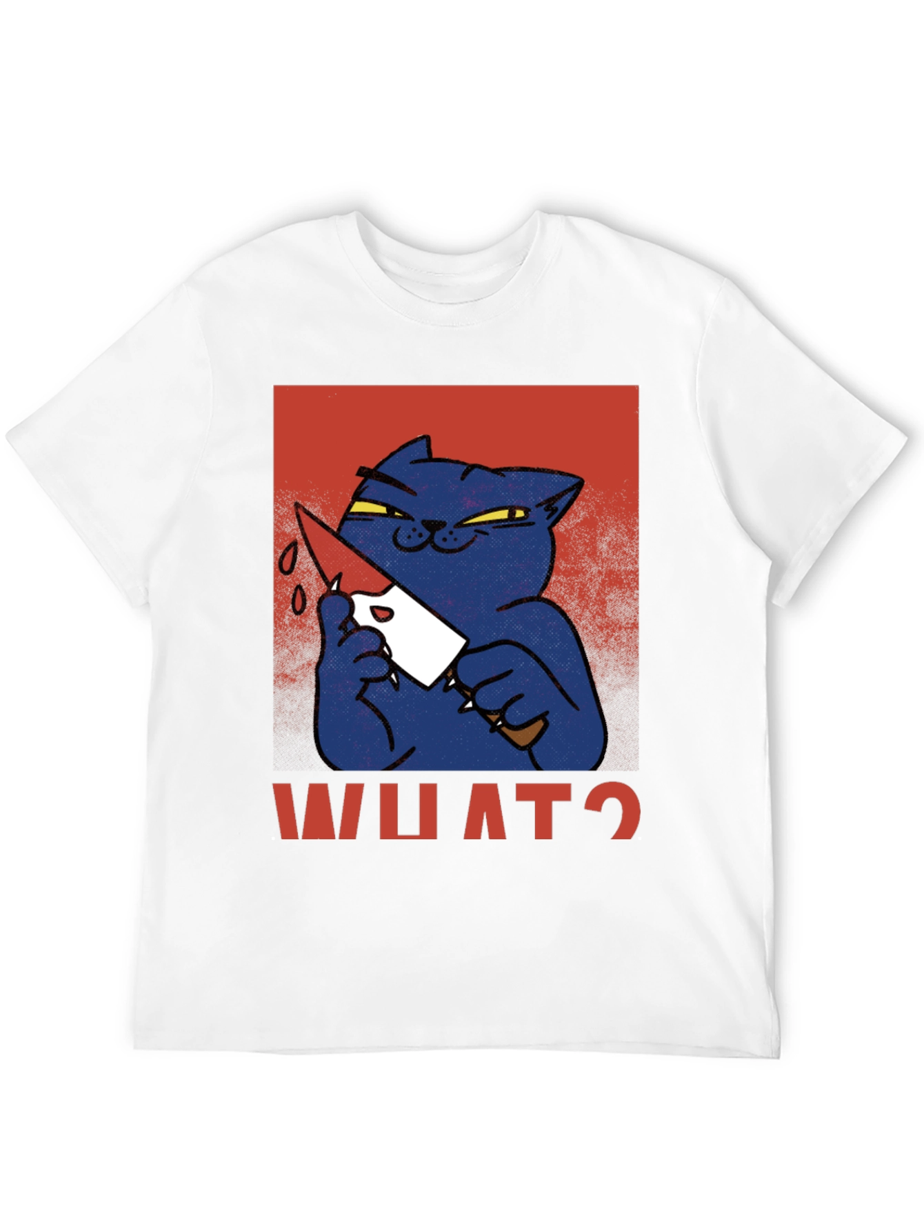 Black Killer Cat Graphic T-Shirt - "WHAT?" Funny Men's Tee view 12