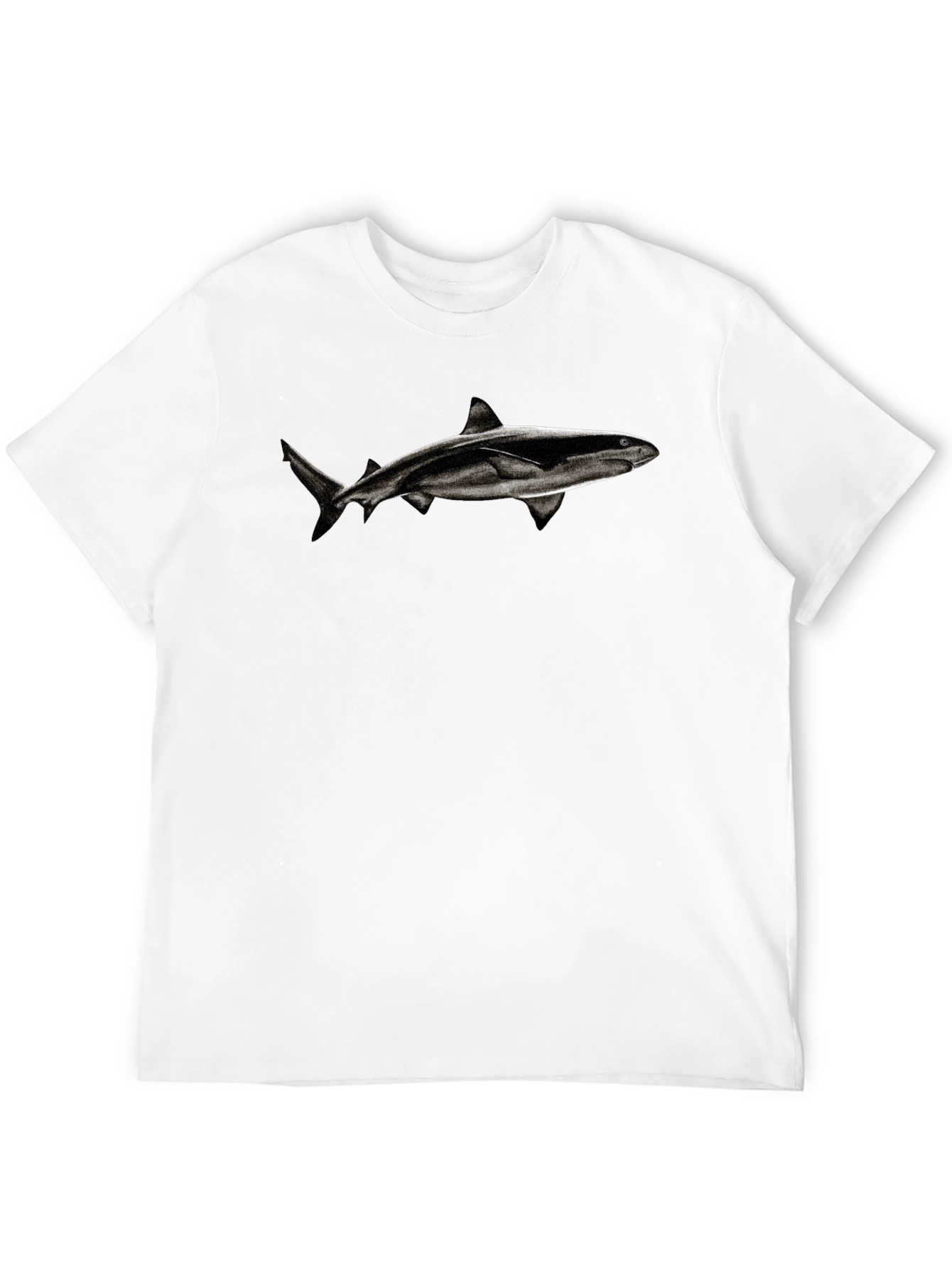 Black Shark Graphic Tee - Black Cotton Blend T-Shirt view 12