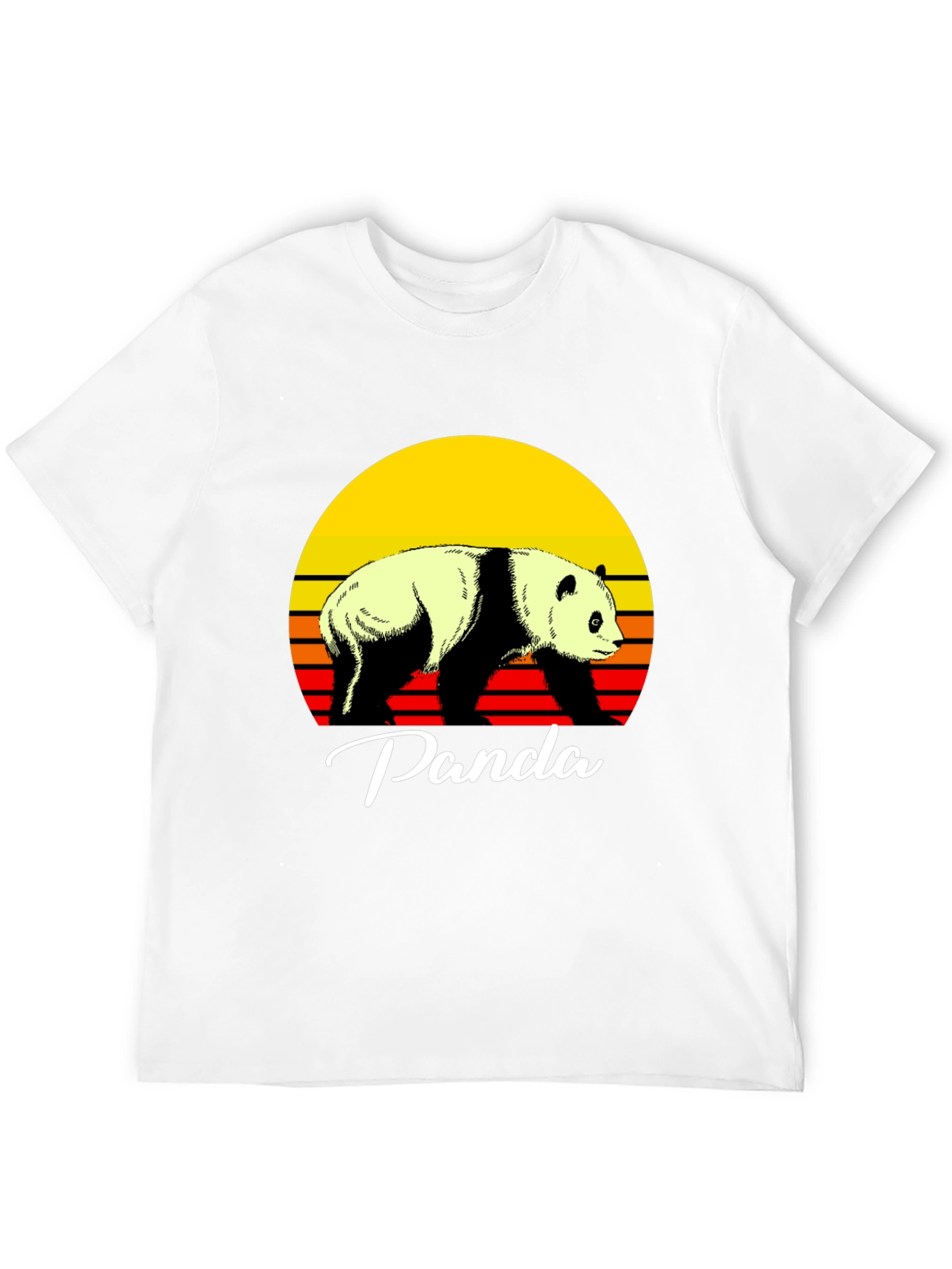 Black Retro Panda Graphic Tee - Sunset Design view 12