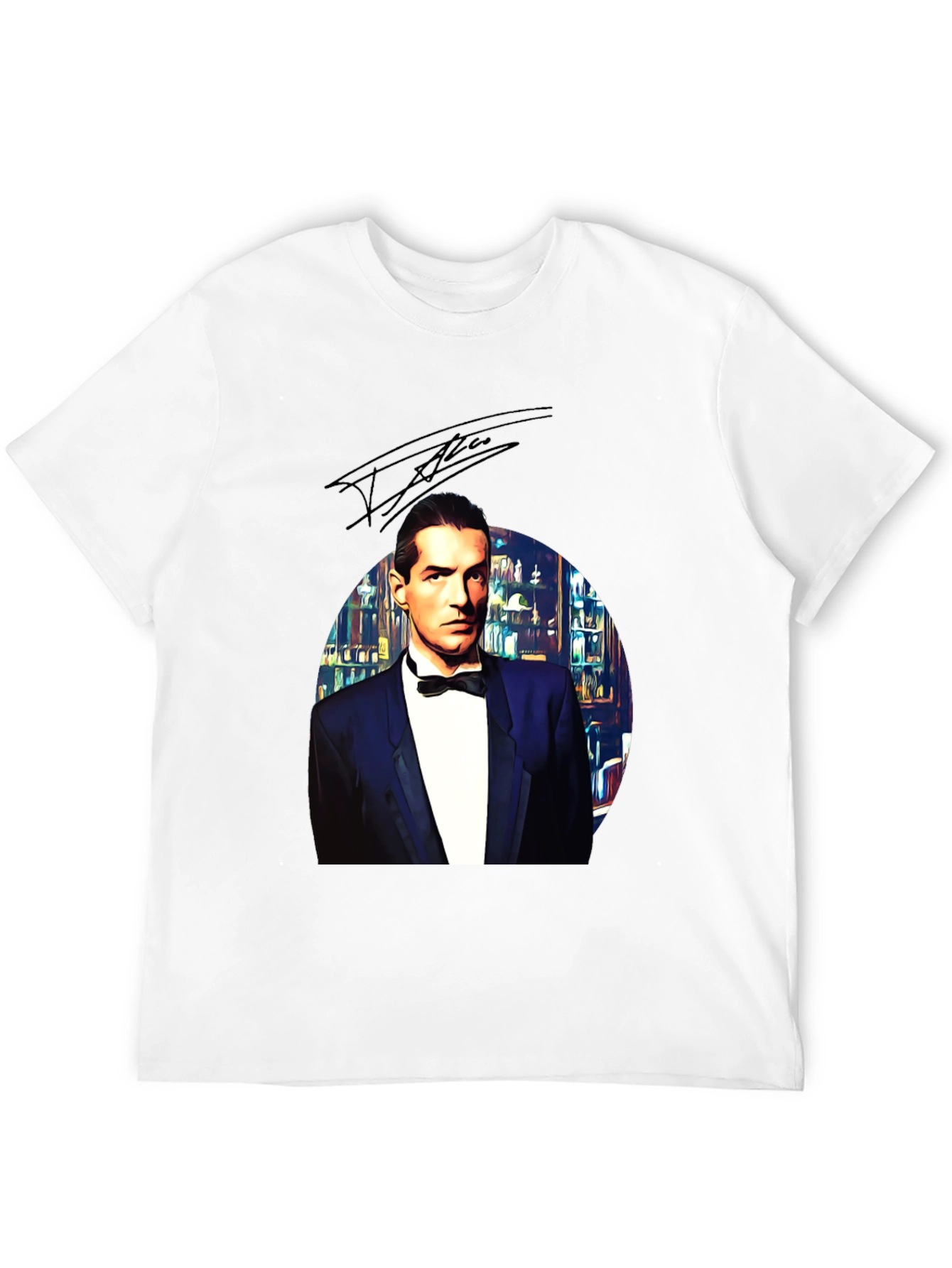 Black Elegant Man in Tuxedo Graphic Tee - Black view 12