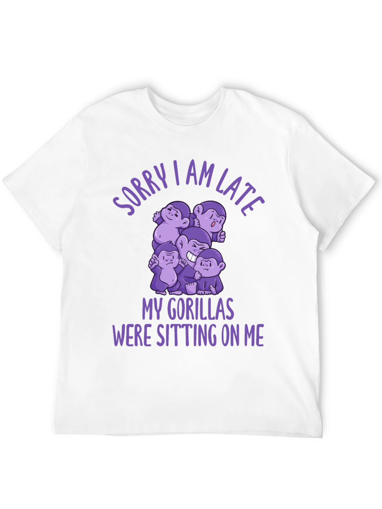 Black Funny Gorilla Graphic Tee - Sorry I Am Late view 12