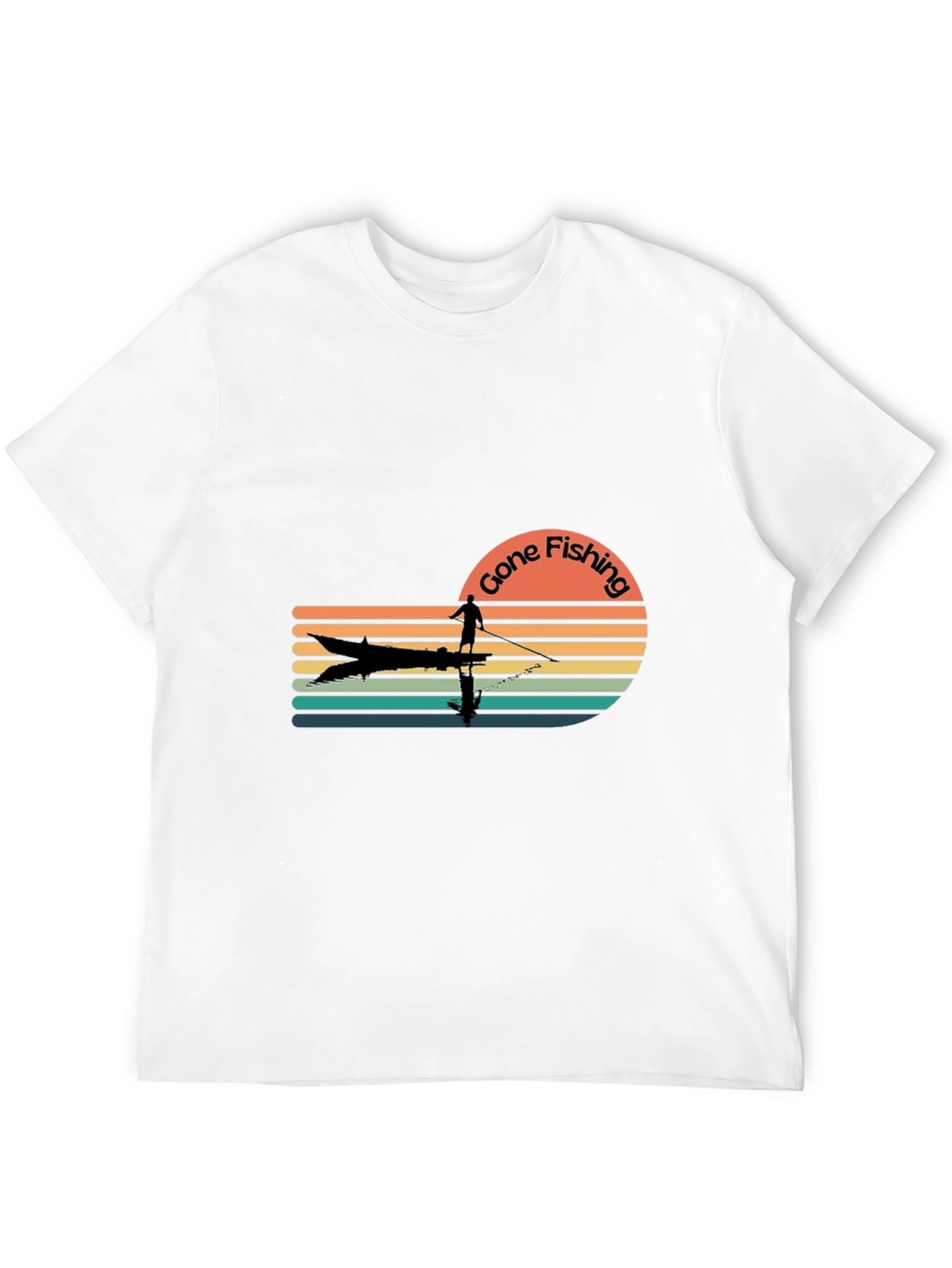 Black Gone Fishing Retro T-Shirt - Angler Design view 12