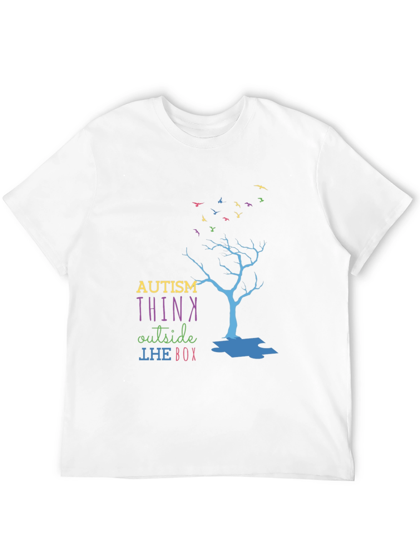Black Autism Think Outside the Box T-Shirt view 12