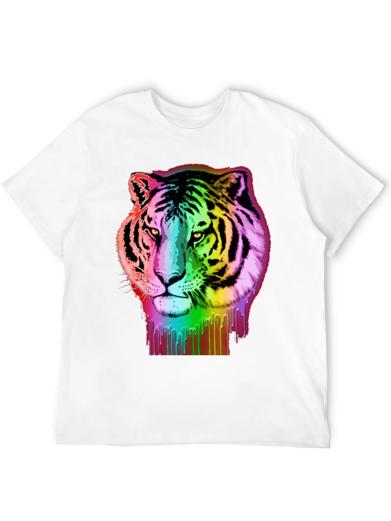Black Rainbow Tiger Graphic Tee - Black Cotton T-Shirt view 12