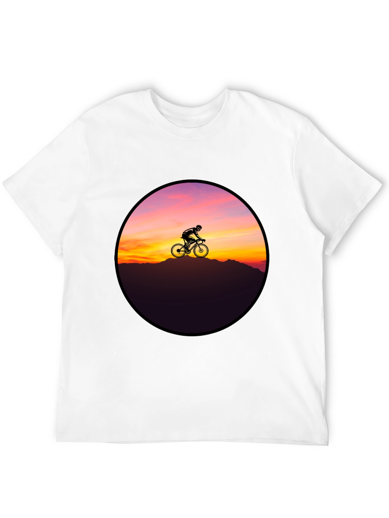 Black Sunset Cyclist Graphic Tee - Black Cotton Blend view 12