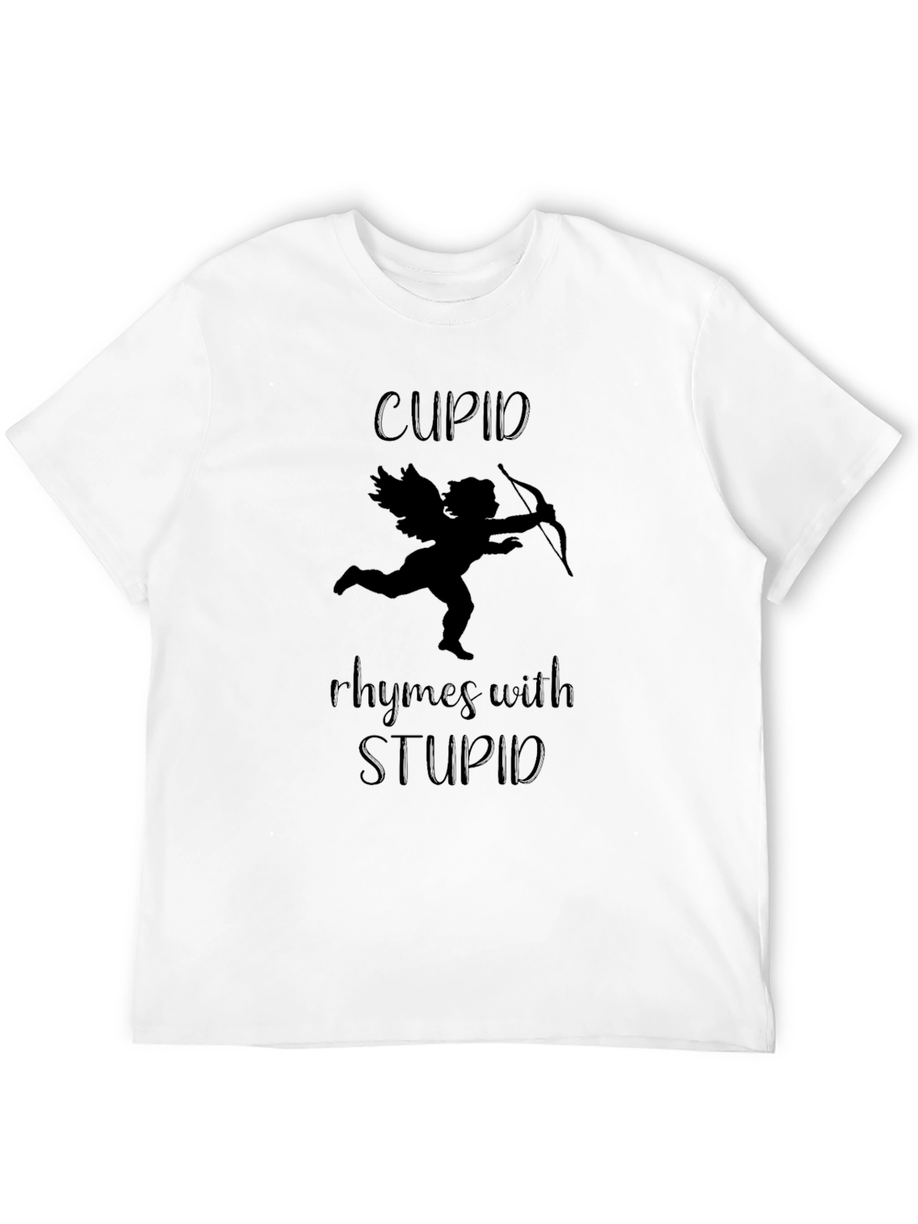 Black Cupid Rhymes With Stupid Valentine's Day Graphic Tee view 12