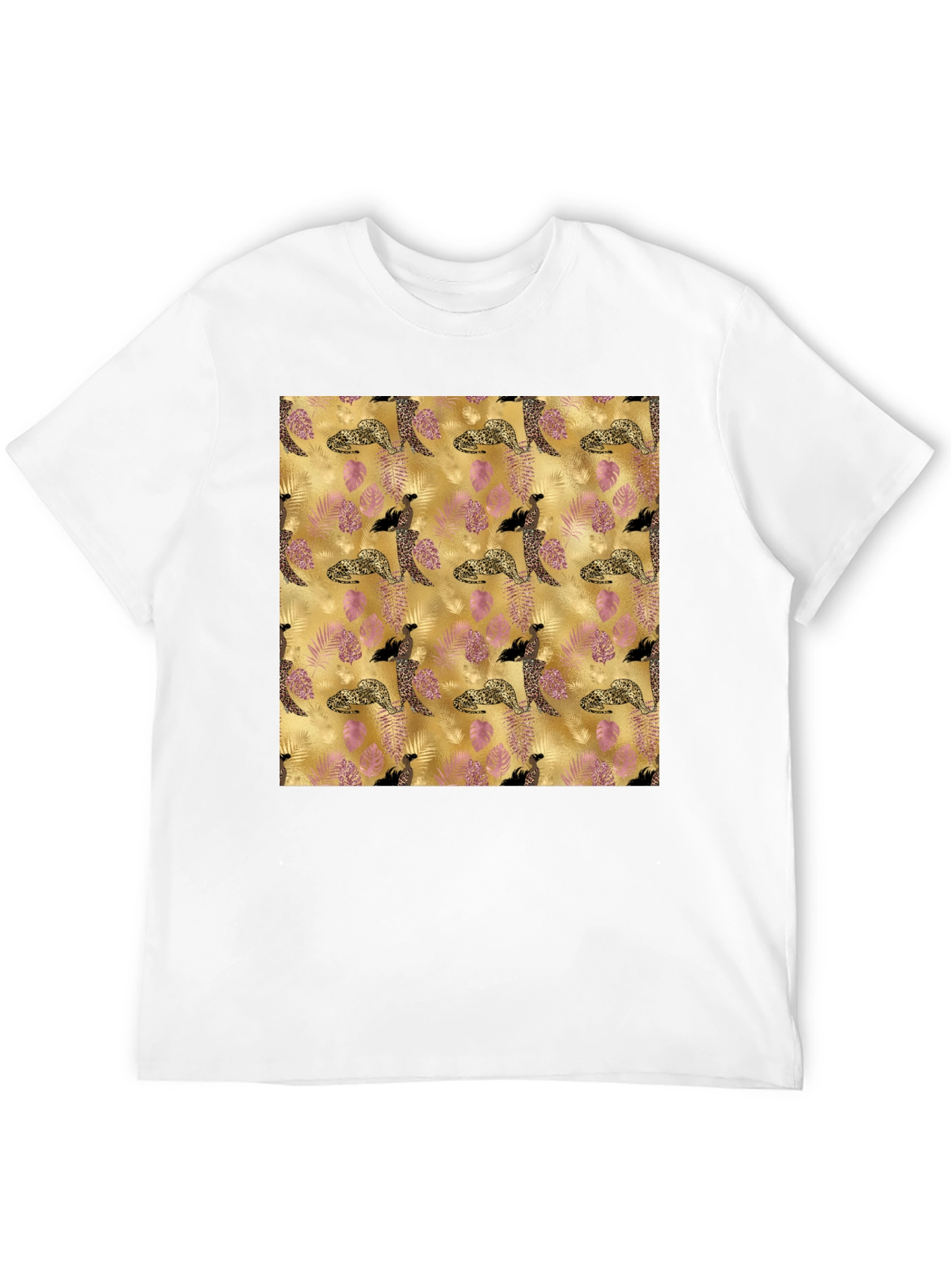 Black Stylish Black Tee with Leopard & Floral Pattern view 12