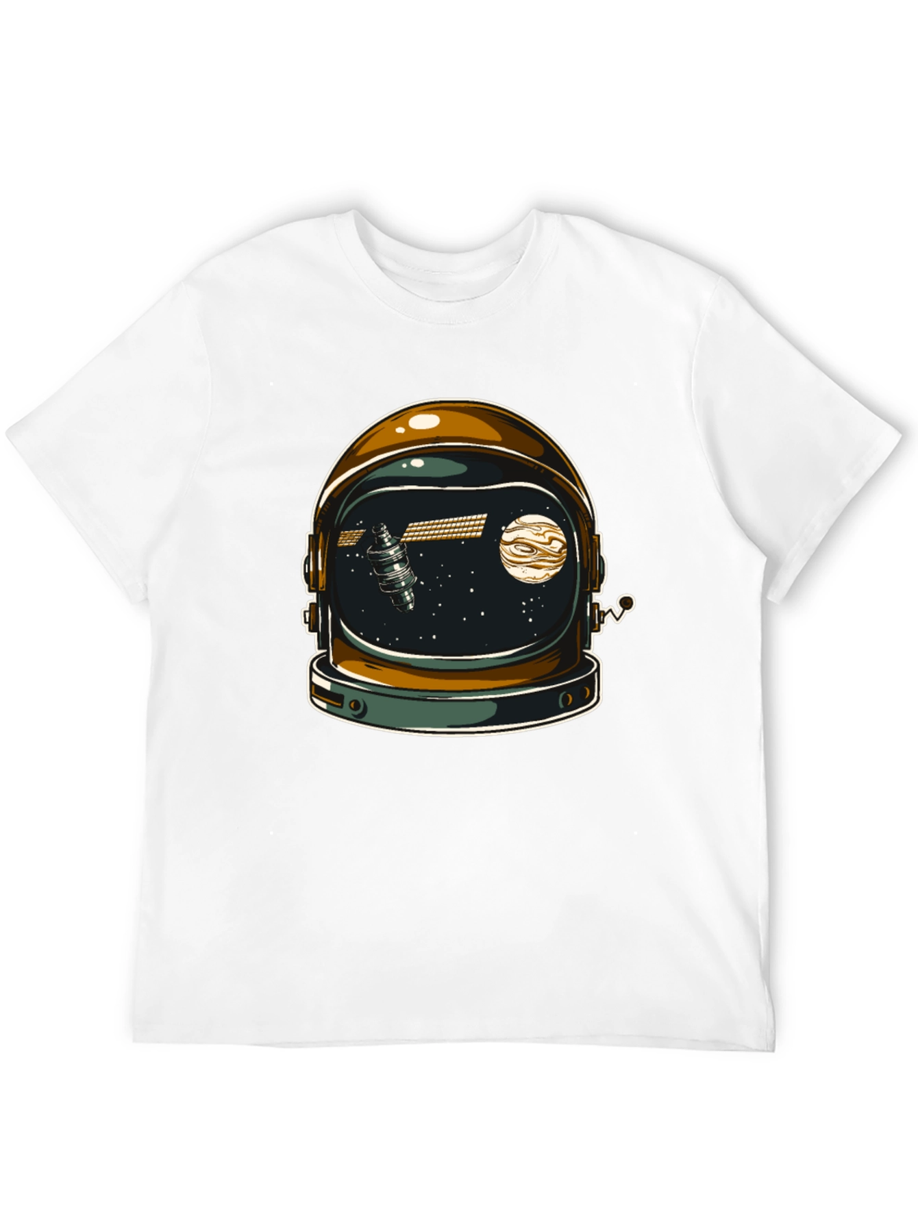 Black Space Helmet Graphic T-Shirt - Black Cotton Blend view 12