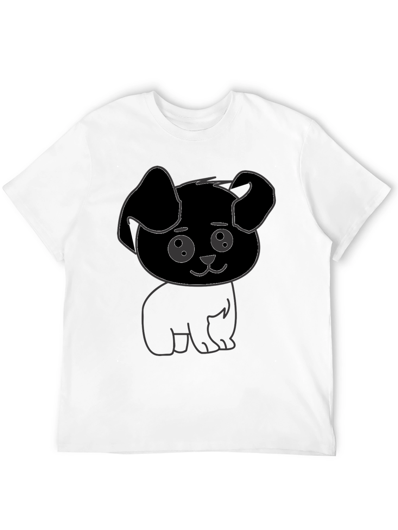 Black Cute Puppy Graphic Print Black T-Shirt view 12