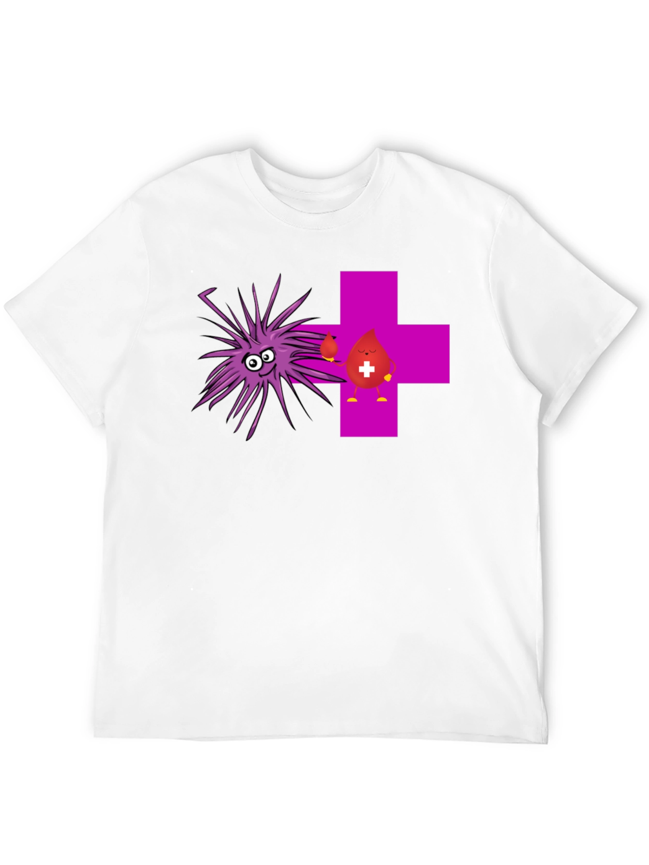 Black Funny Black T-Shirt with Cartoon Germs and Blood Drop view 12