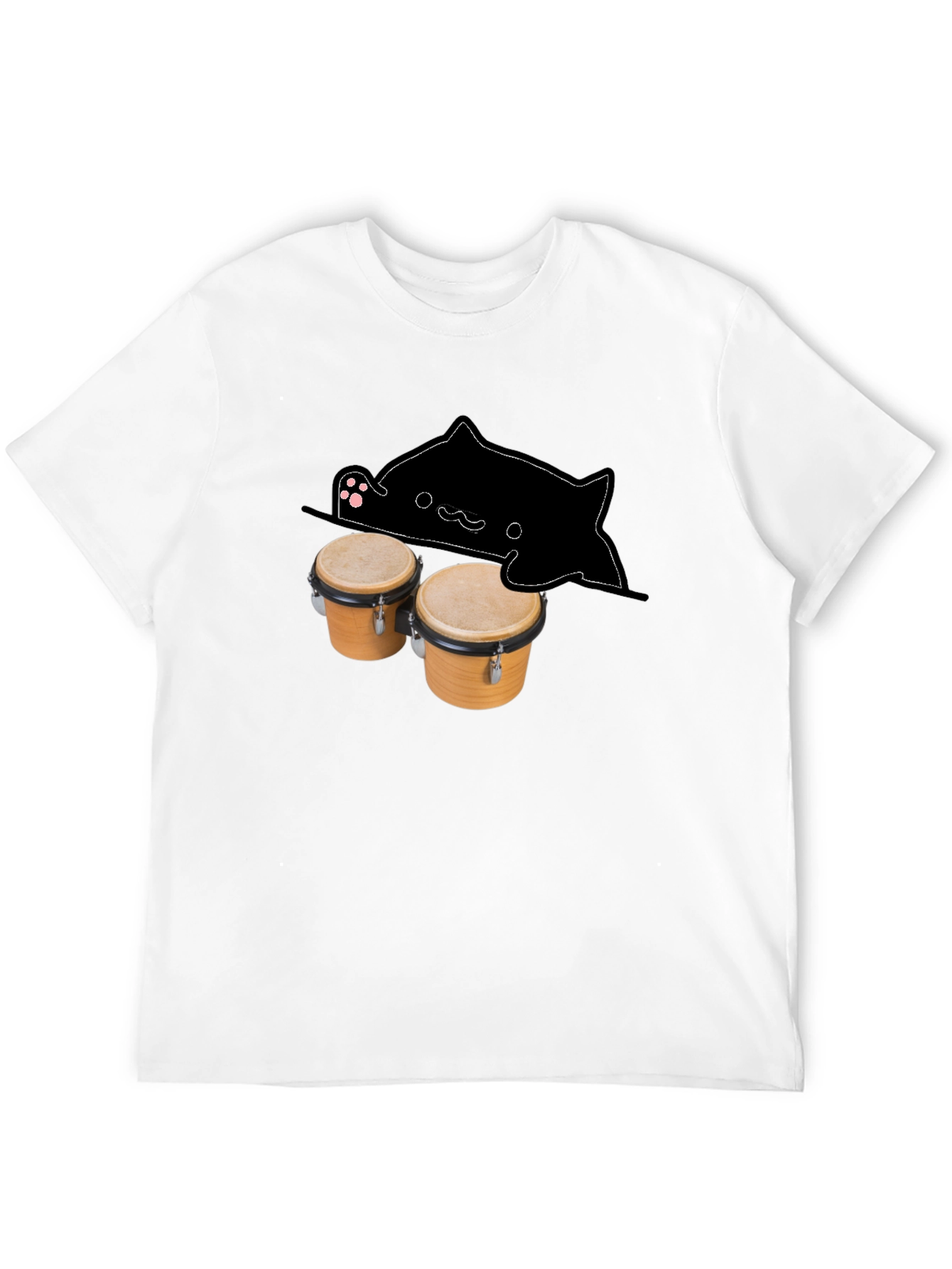 Black Bongo Cat Black T-Shirt - Musician Tee view 12