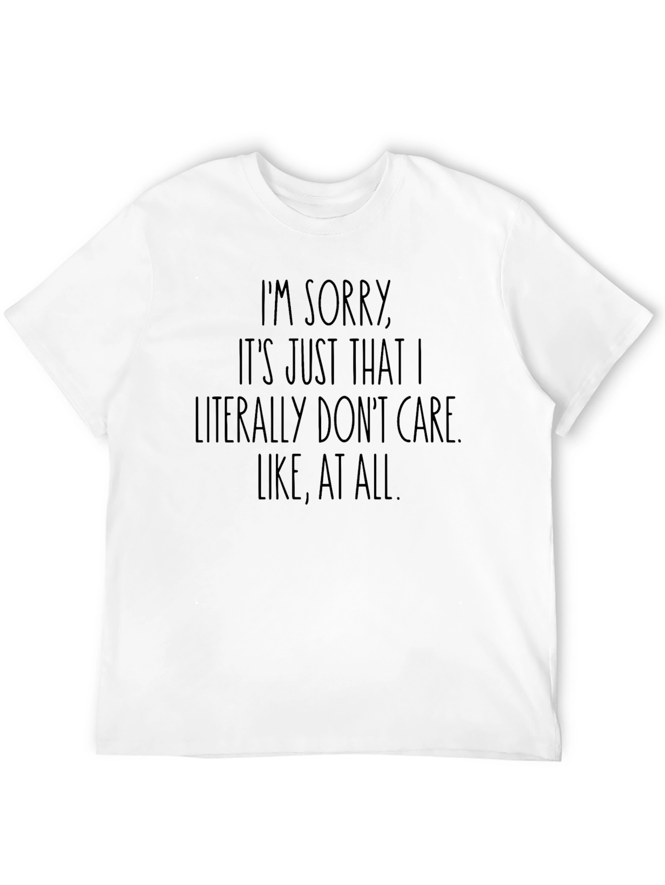Black I Don't Care Graphic Tee - Funny Sarcastic T-Shirt view 12