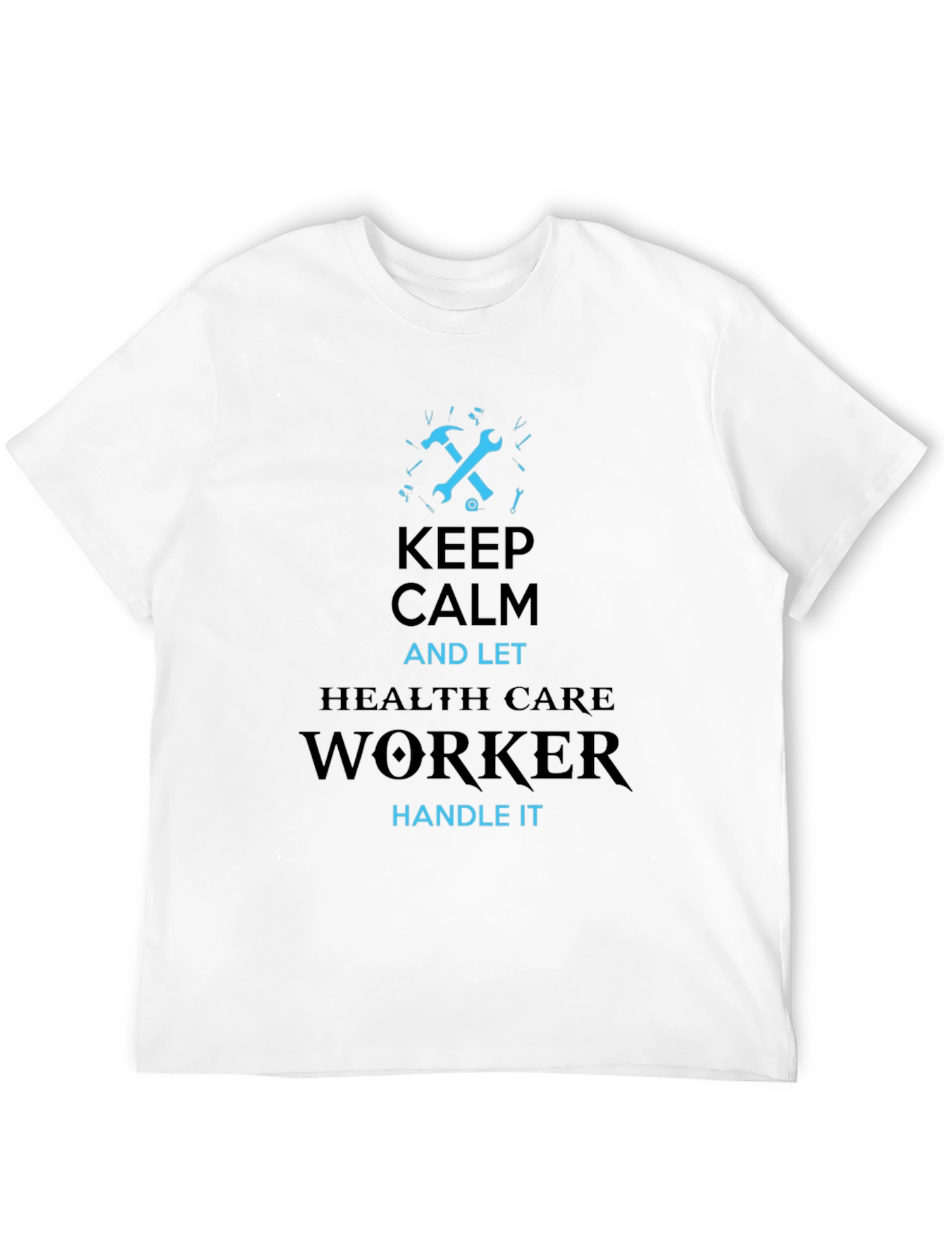 Black Keep Calm Healthcare Worker T-Shirt - Black view 12