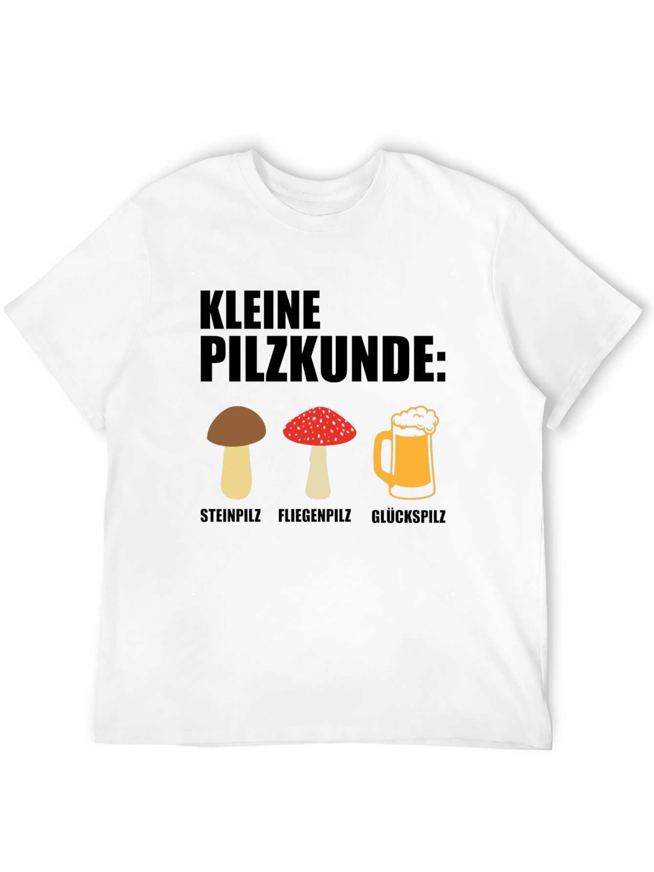Black Kleine Pilzkunde Funny Mushroom and Beer T-Shirt view 12