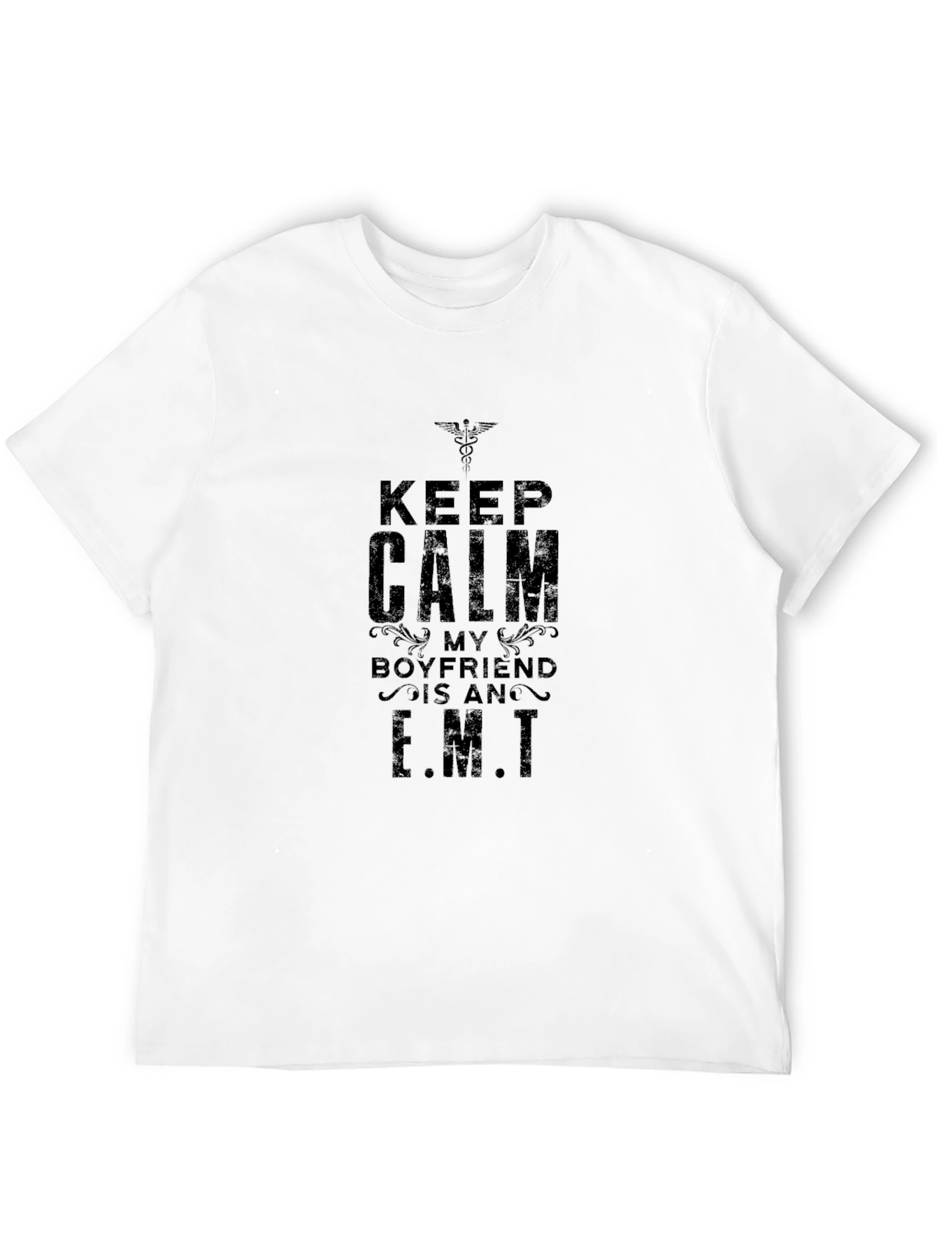 Black Keep Calm My Boyfriend is an EMT - Black T-Shirt view 12