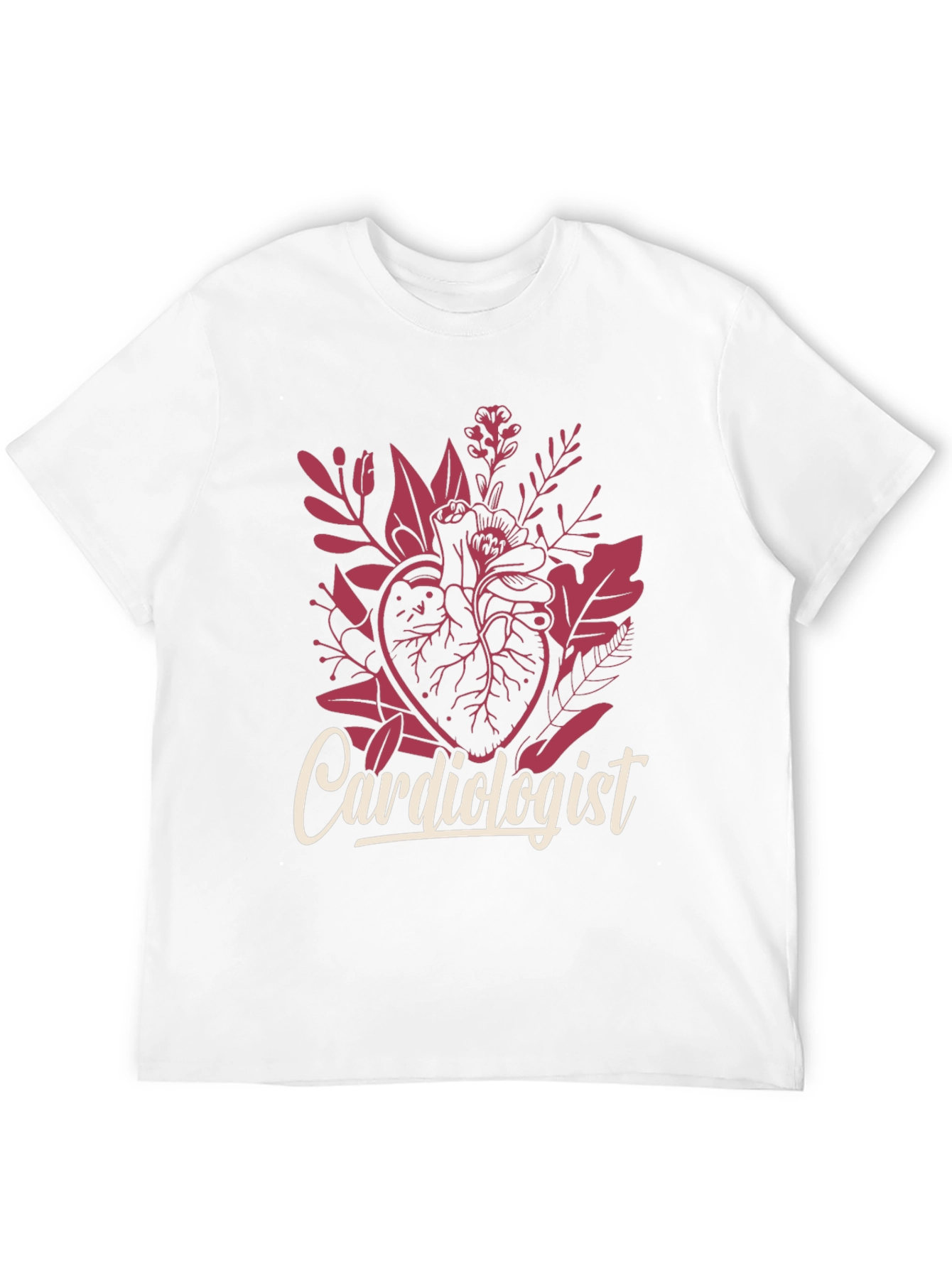 Black Cardiologist Heart Floral Graphic T-Shirt view 12