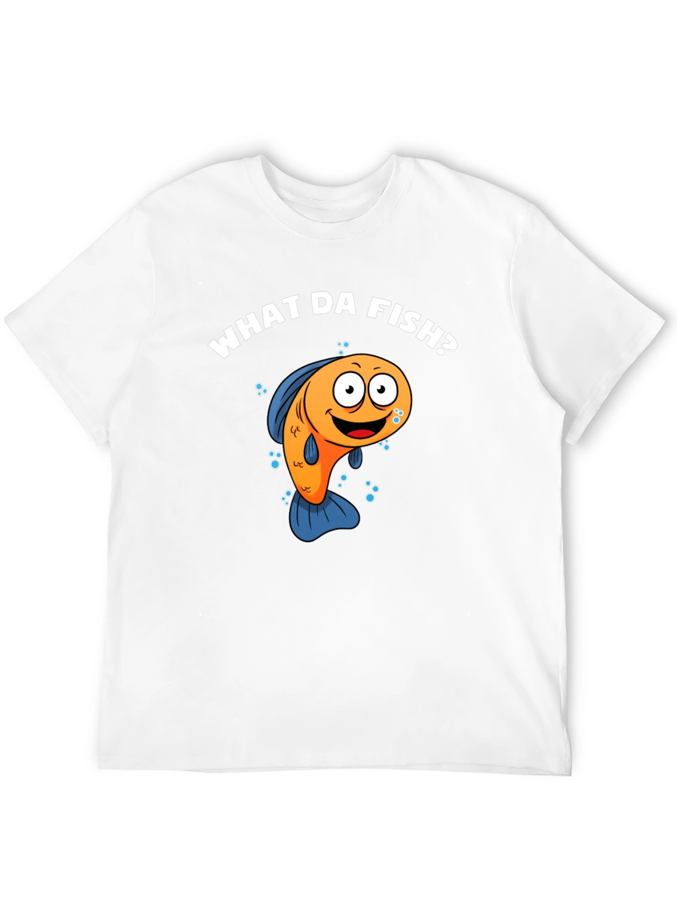 Black Funny What Da Fish? Cartoon Black T-Shirt view 12