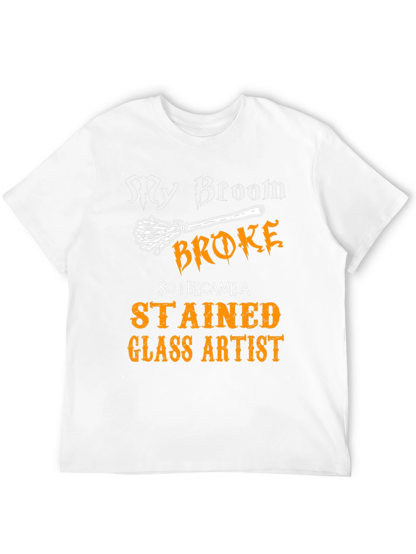 Black My Broom Broke Stained Glass Artist T-Shirt view 12