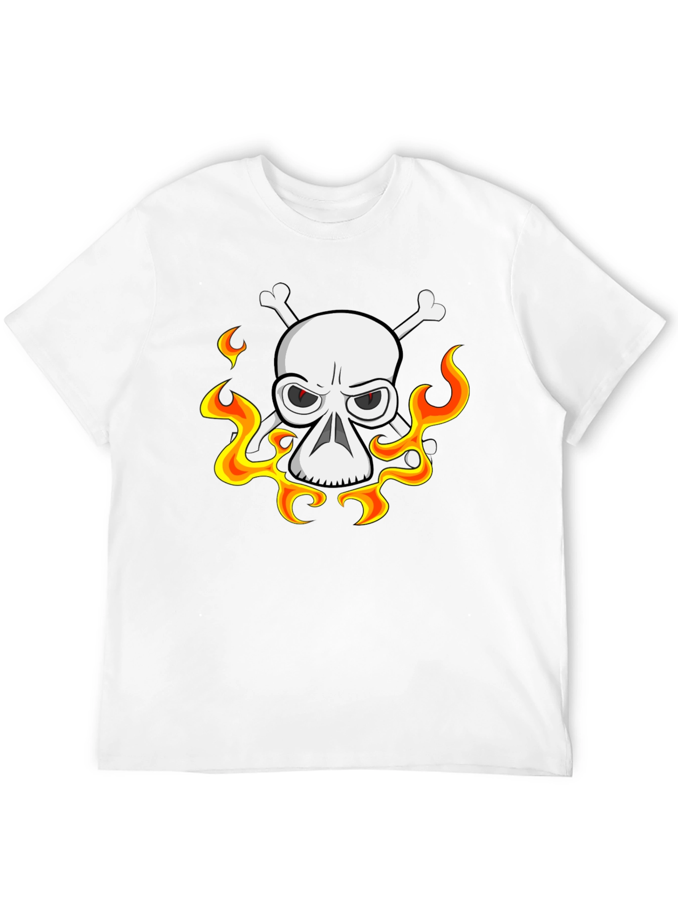 Black Skull & Crossbones Graphic Tee - Black Cotton T-Shirt view 12