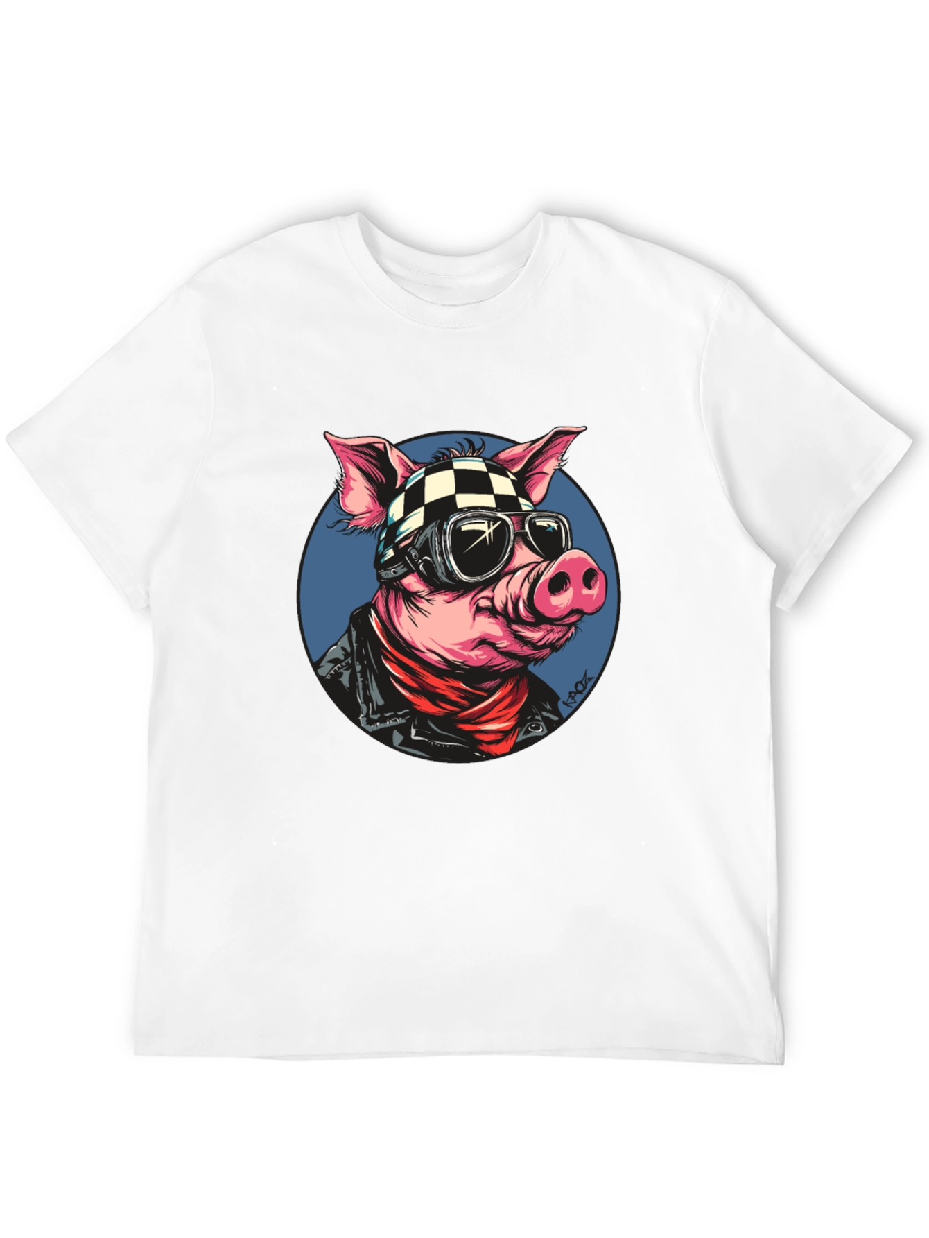 Black Cool Pig Rider T-Shirt - Black Cotton Tee view 12