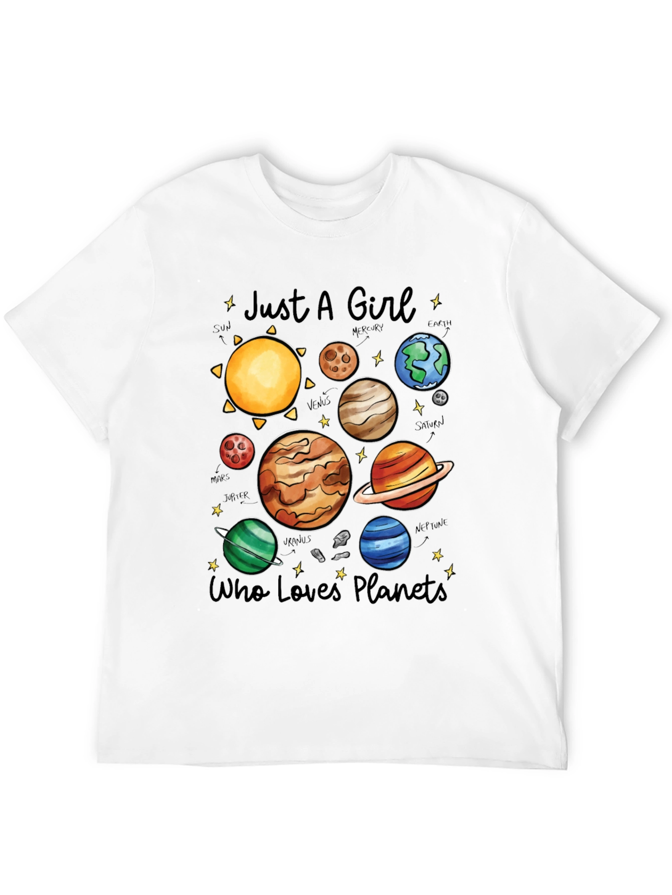 Girl Who Loves Planets T-Shirt - Space Lover Tee - 12