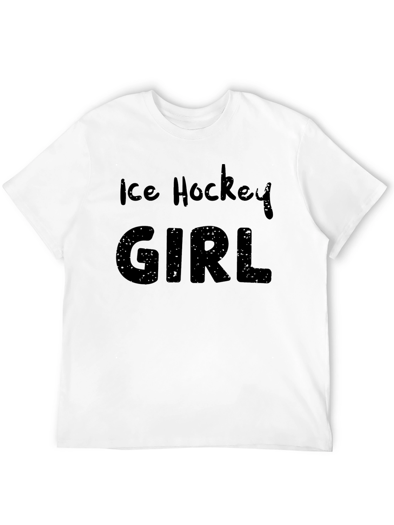 Black Ice Hockey Girl T-Shirt - Black Cotton Tee view 12