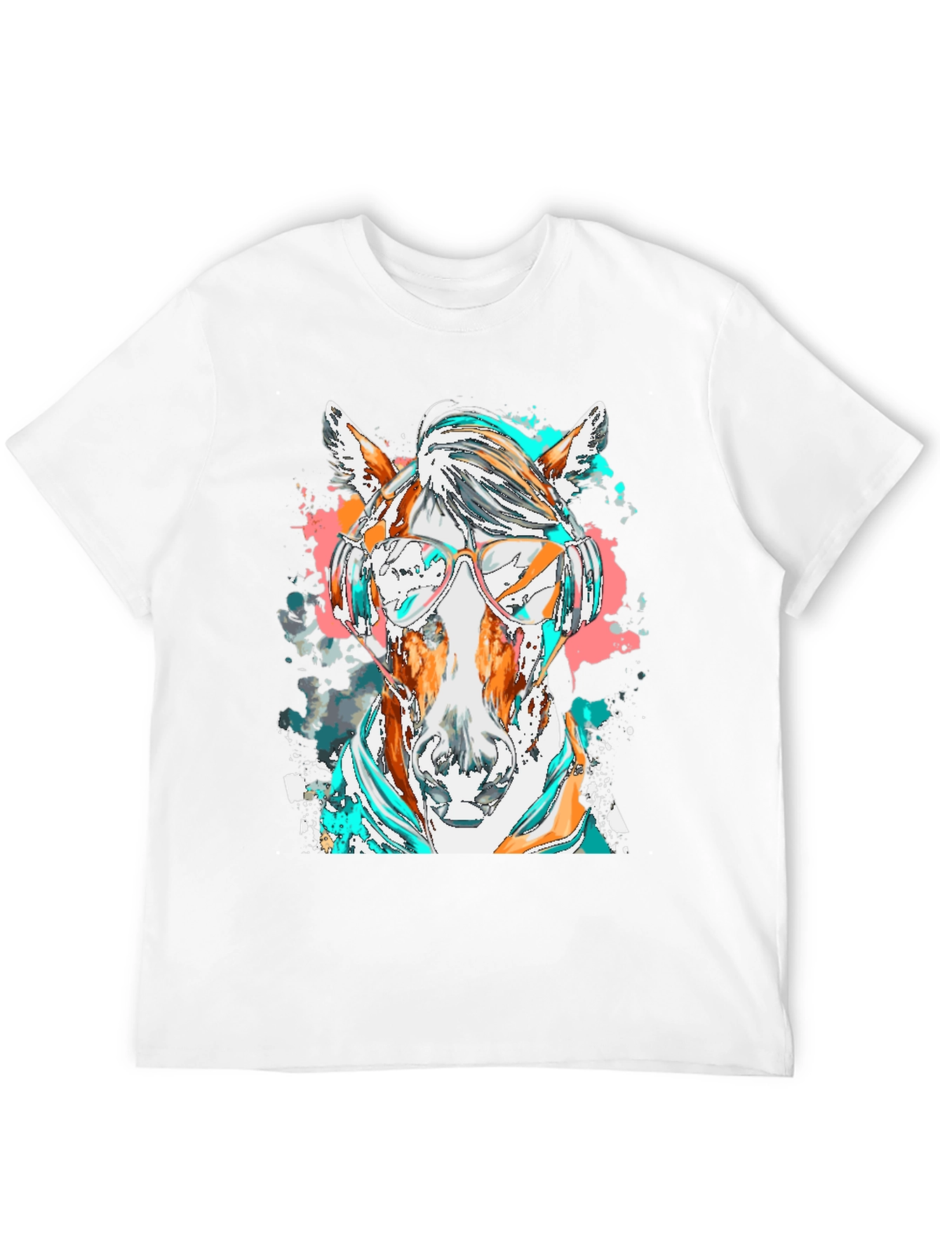 Black Horse with Headphones Graphic Tee view 12
