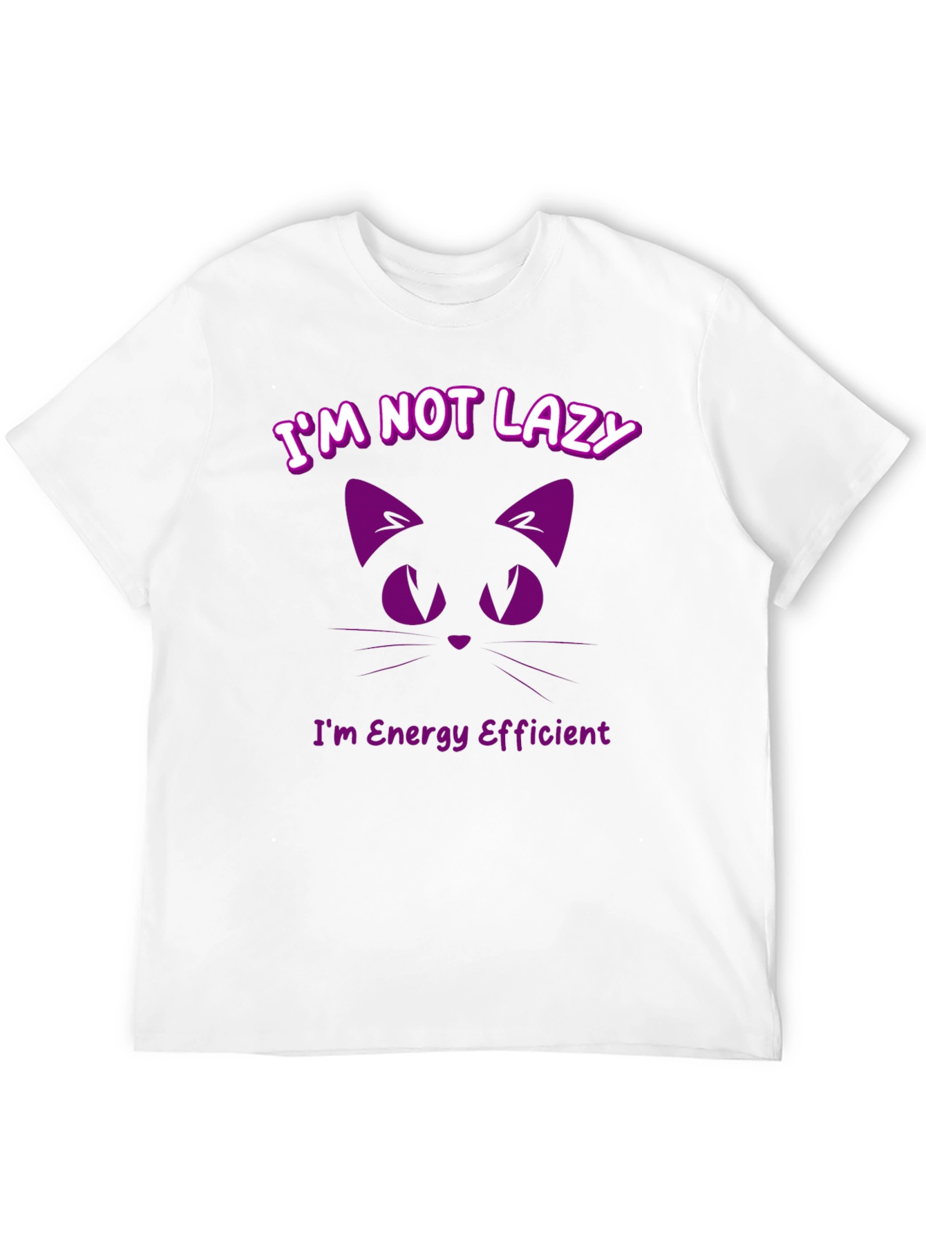 Black Funny Cat T-Shirt - I'm Not Lazy, Energy Efficient view 12