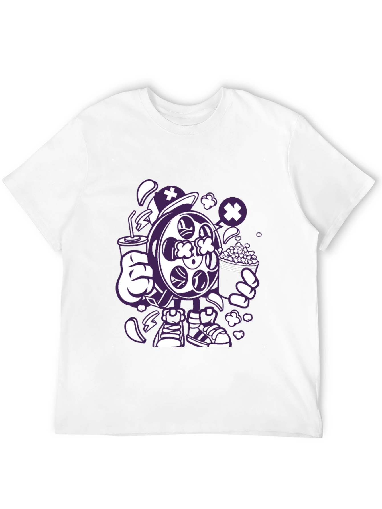 Black Movie Night T-Shirt - Cartoon Reel & Snacks view 12