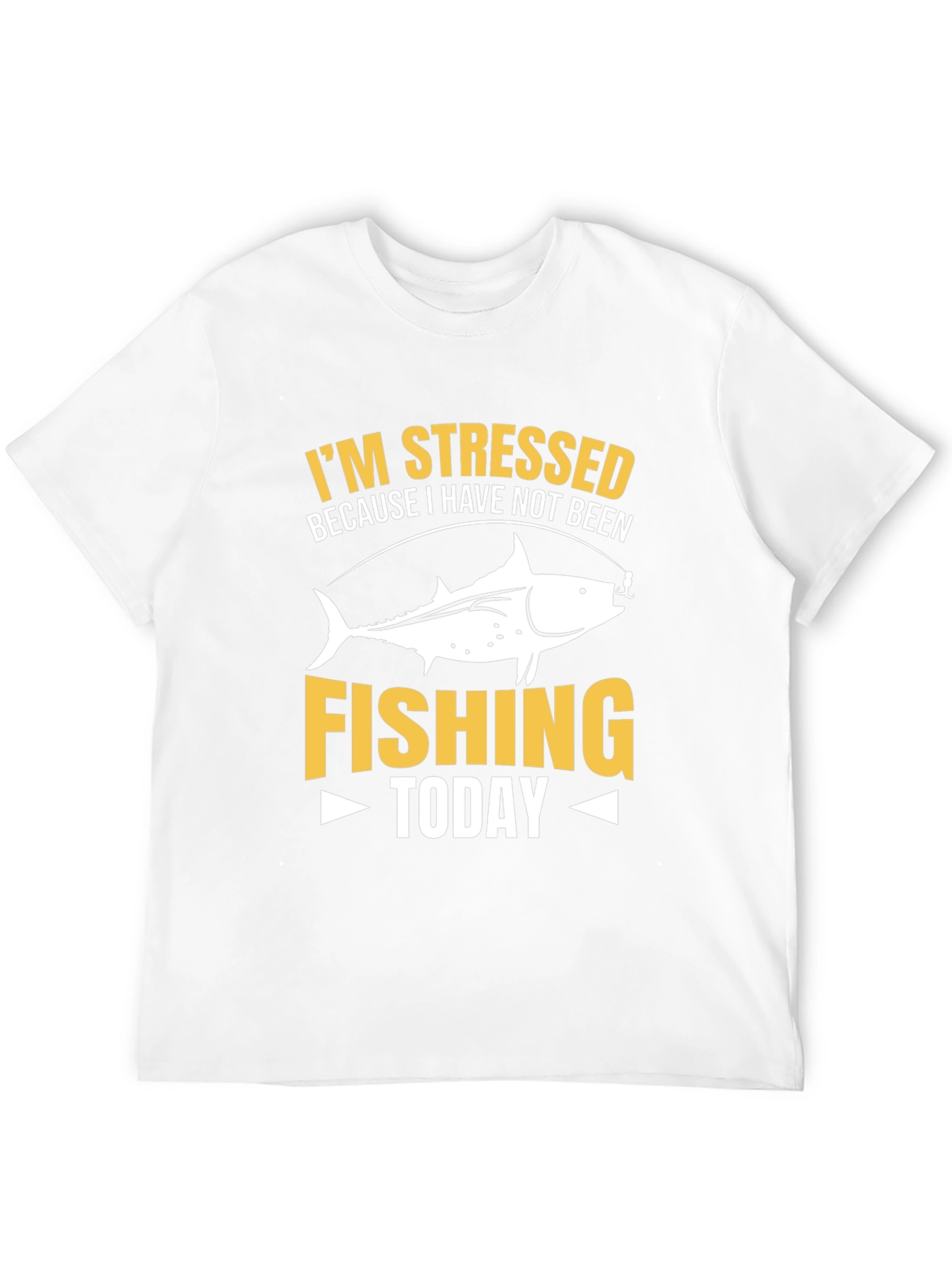 Black Stressed Because Fishing T-Shirt view 12