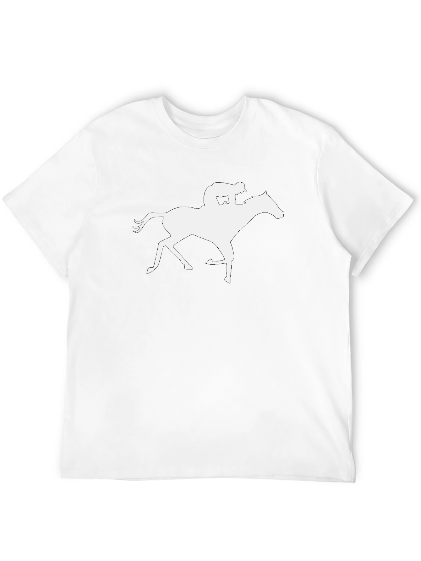 Black Horse Jockey Silhouette Black Cotton T-Shirt view 12