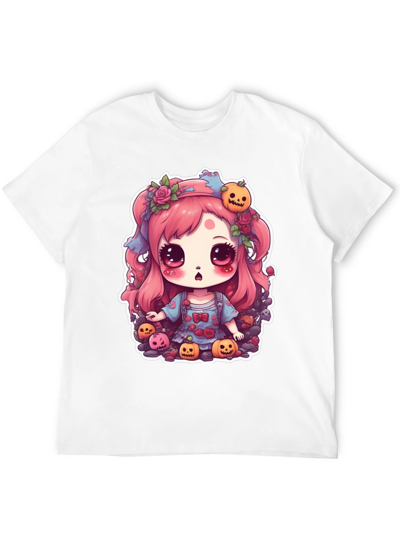 Black Kawaii Halloween Girl Black T-Shirt view 12