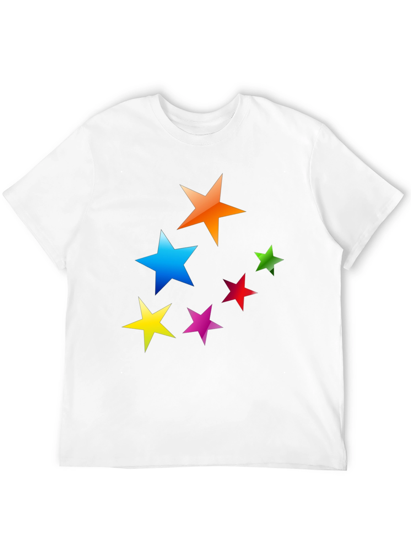 Black Colorful Stars Graphic T-Shirt - Casual Tee view 12
