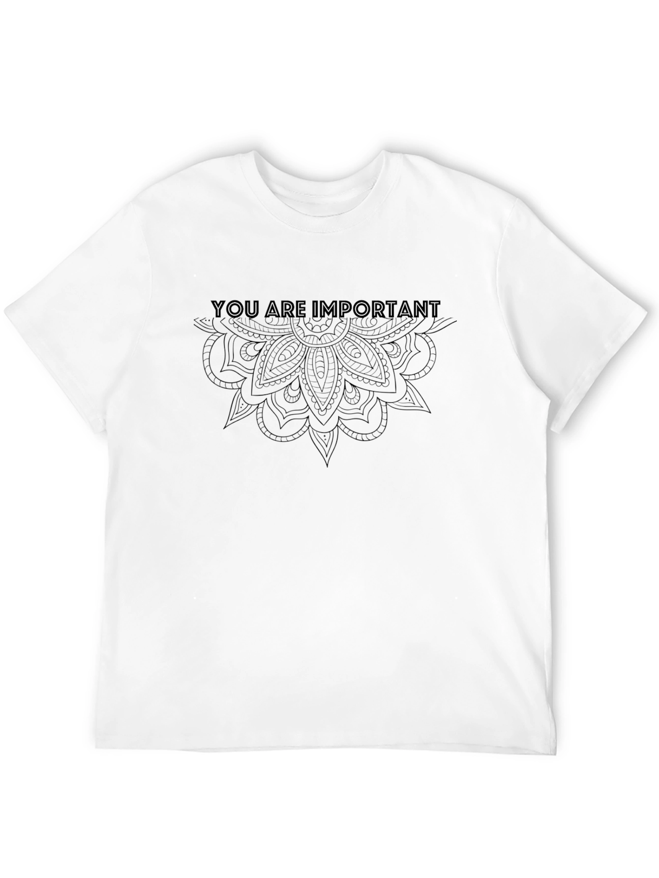 Black Inspirational T-Shirt - You Are Important - Mandala Design view 12