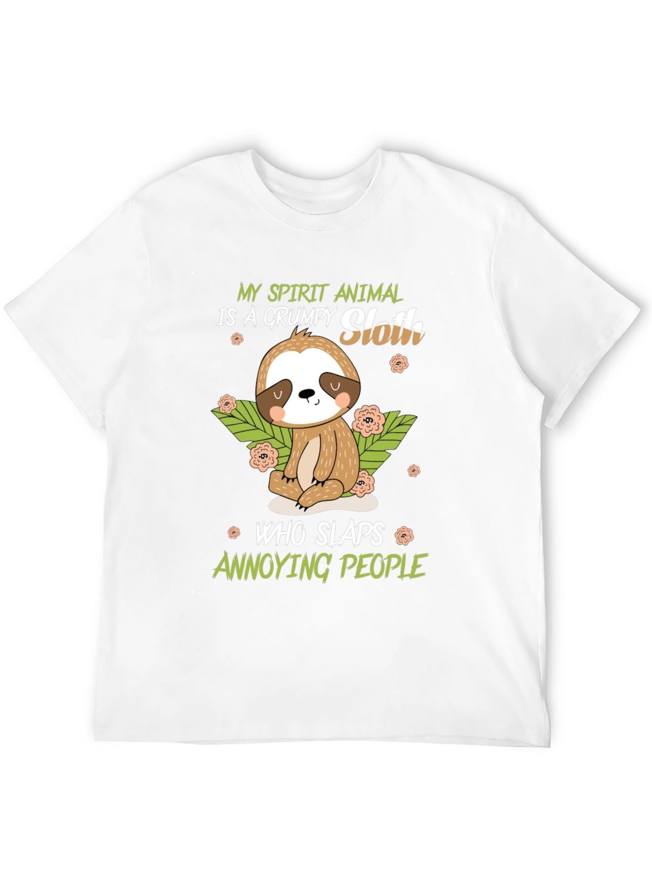 Black Grumpy Sloth Spirit Animal Black T-Shirt view 12