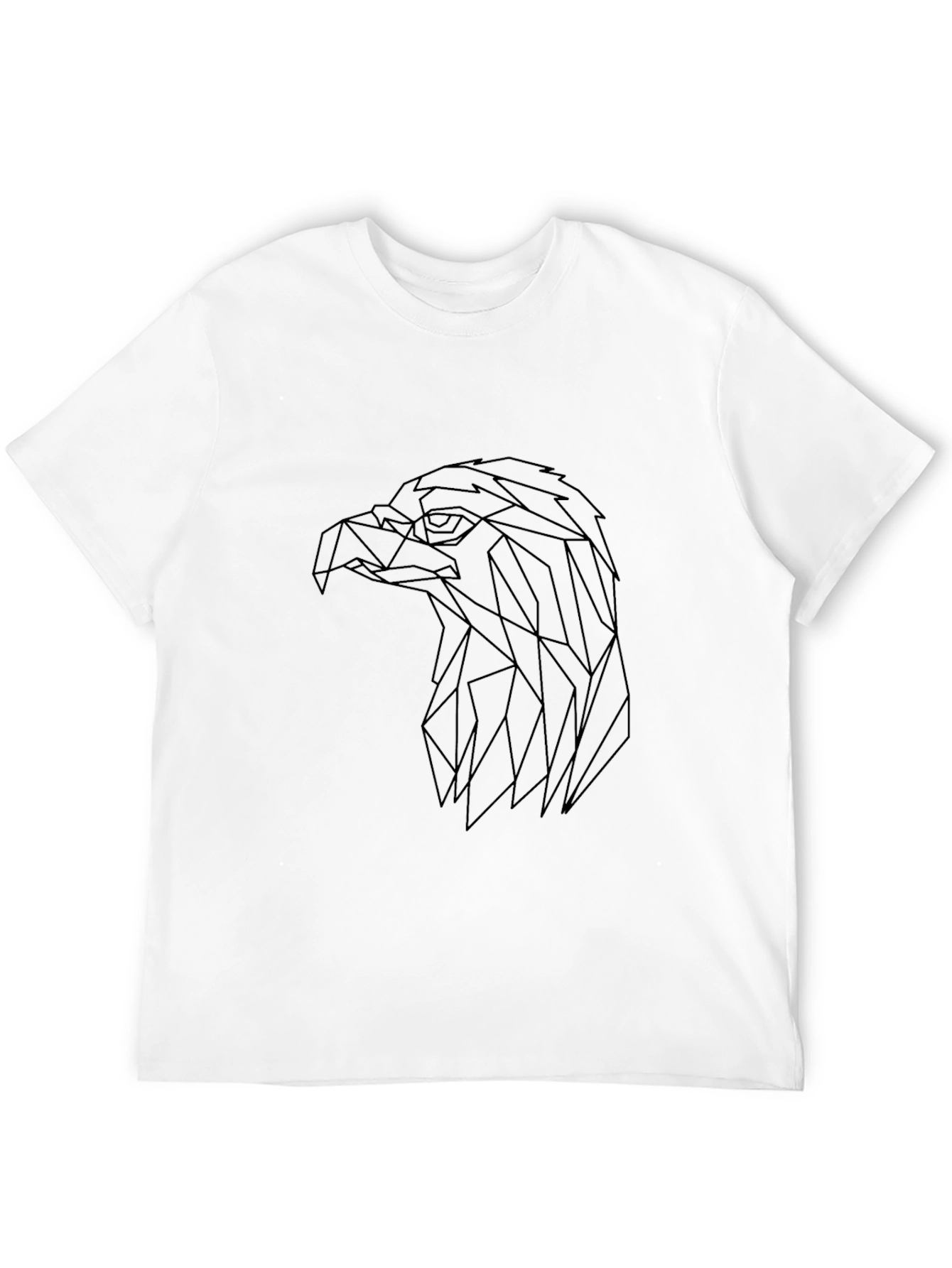 Black Geometric Eagle Head Tee - Modern Line Art T-Shirt view 12