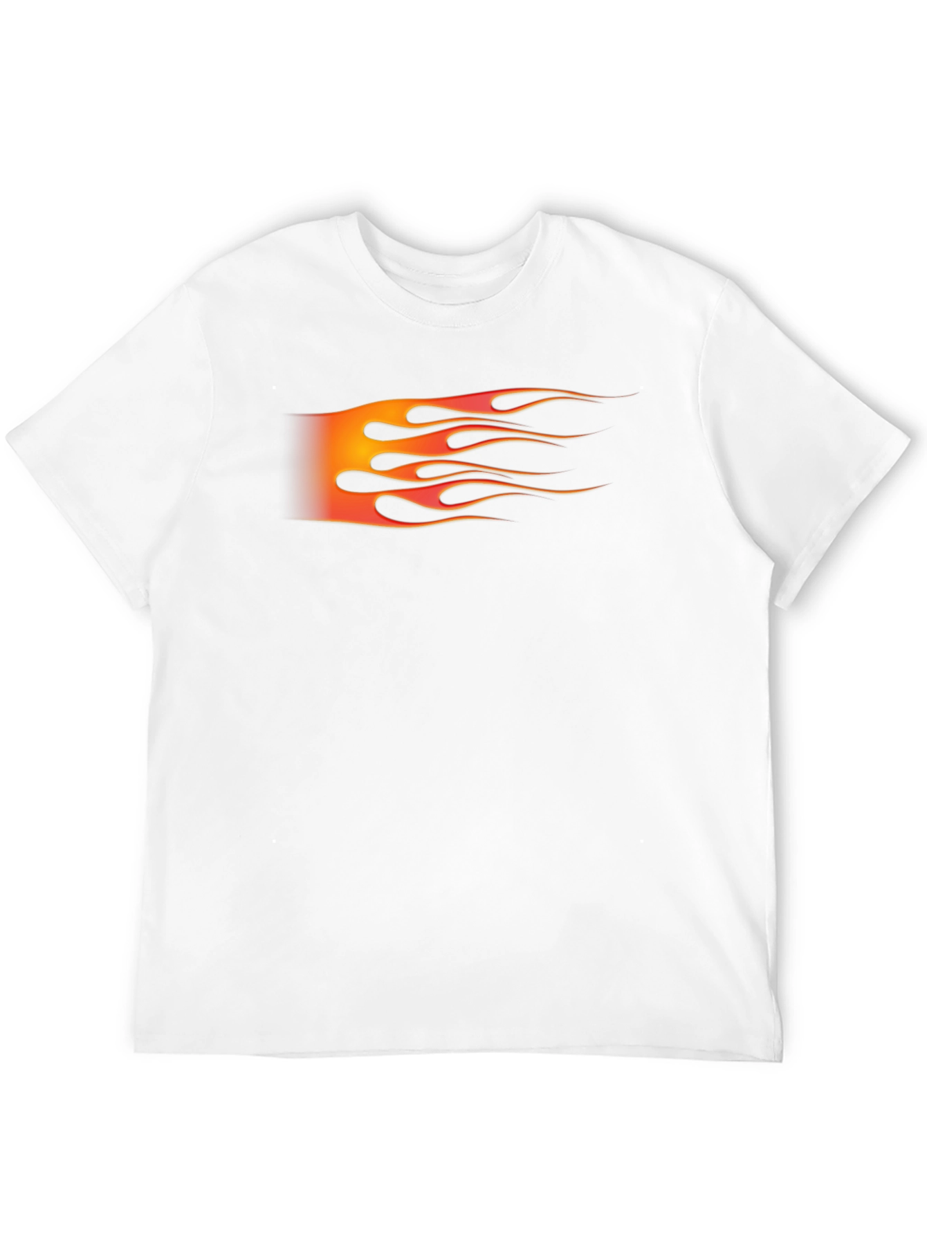 Black Men's Black T-Shirt with Flame Graphic view 12