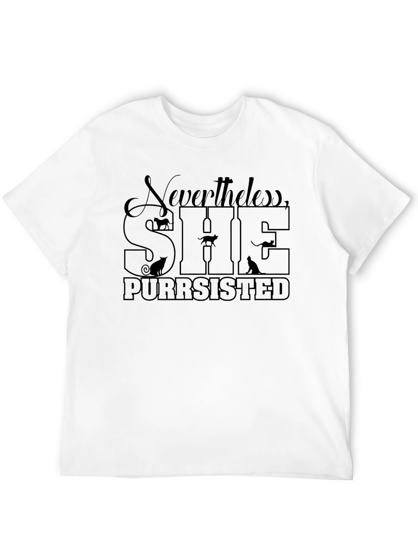 Black Nevertheless She Purrsisted Cat T-Shirt view 12