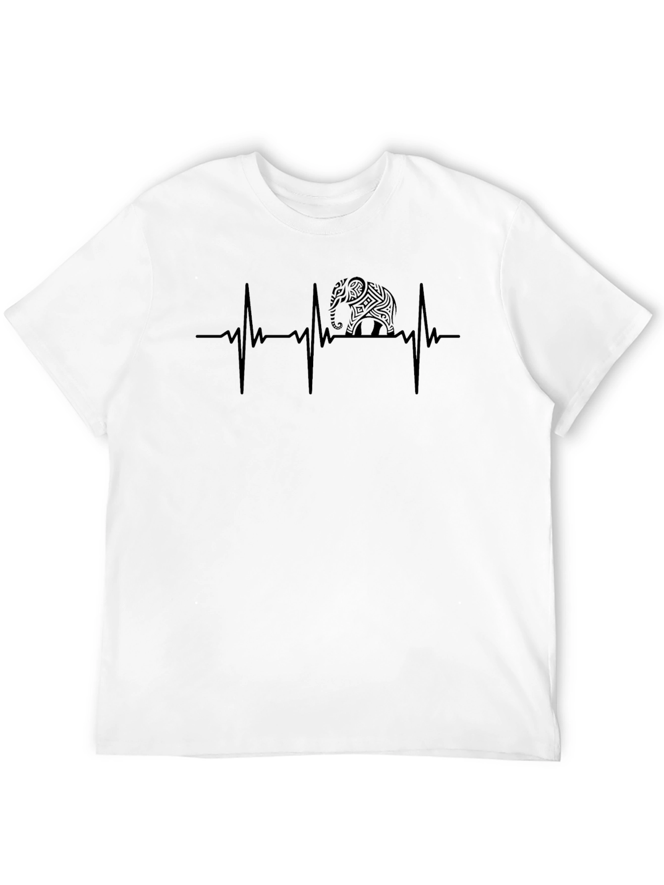 Black Elephant Heartbeat Graphic T-Shirt view 12