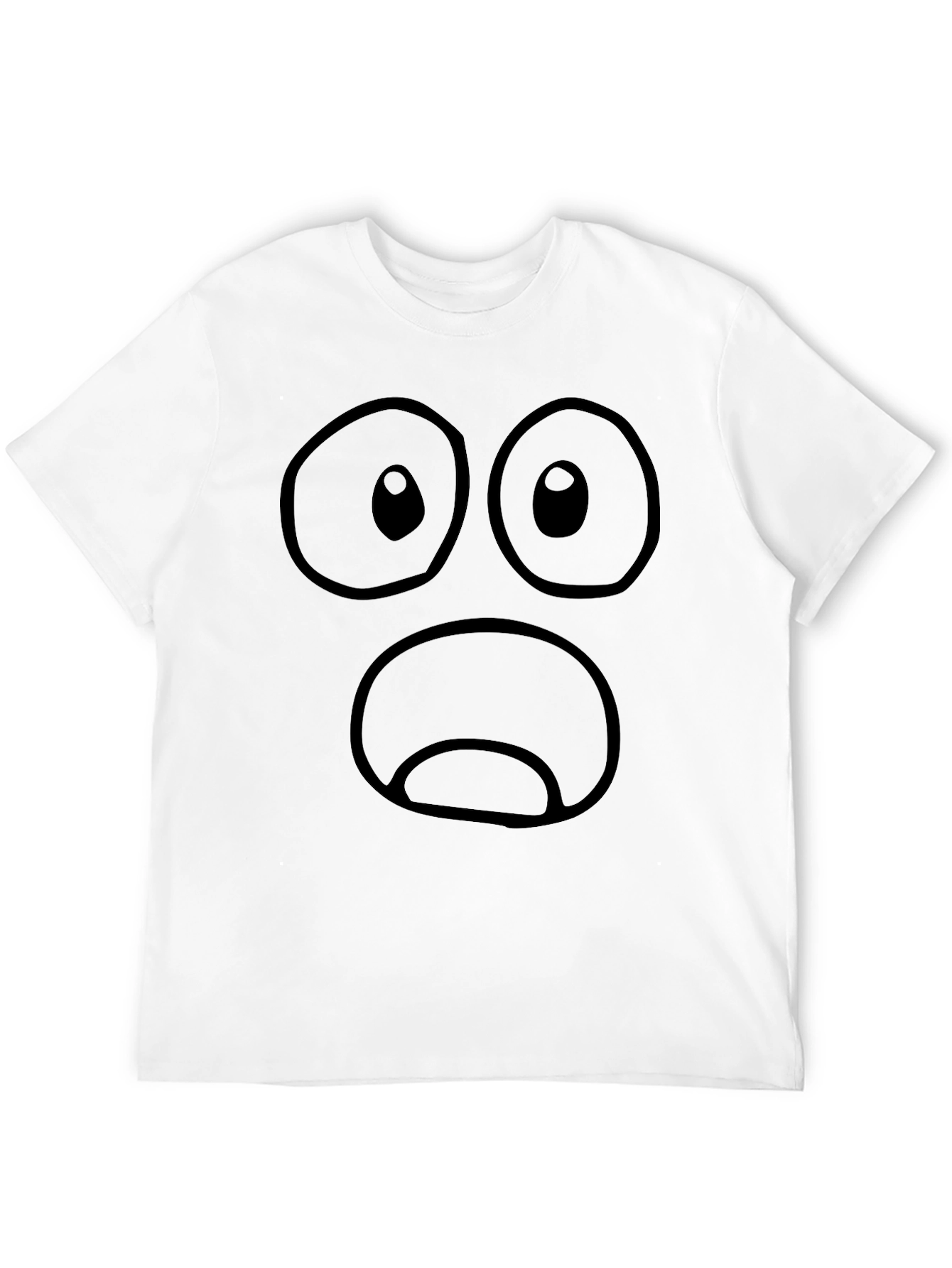 Black Funny Black T-Shirt with Shocked Cartoon Face Graphic view 12