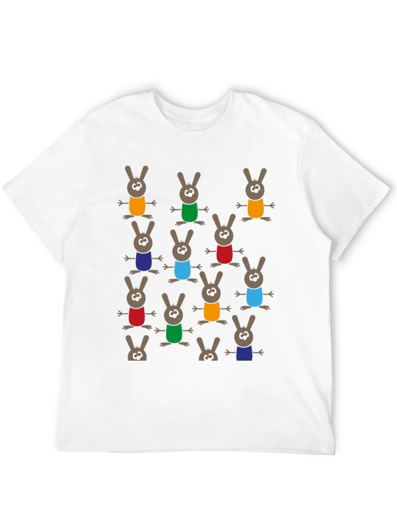 Black Fun Cartoon Bunny Pattern T-Shirt view 12