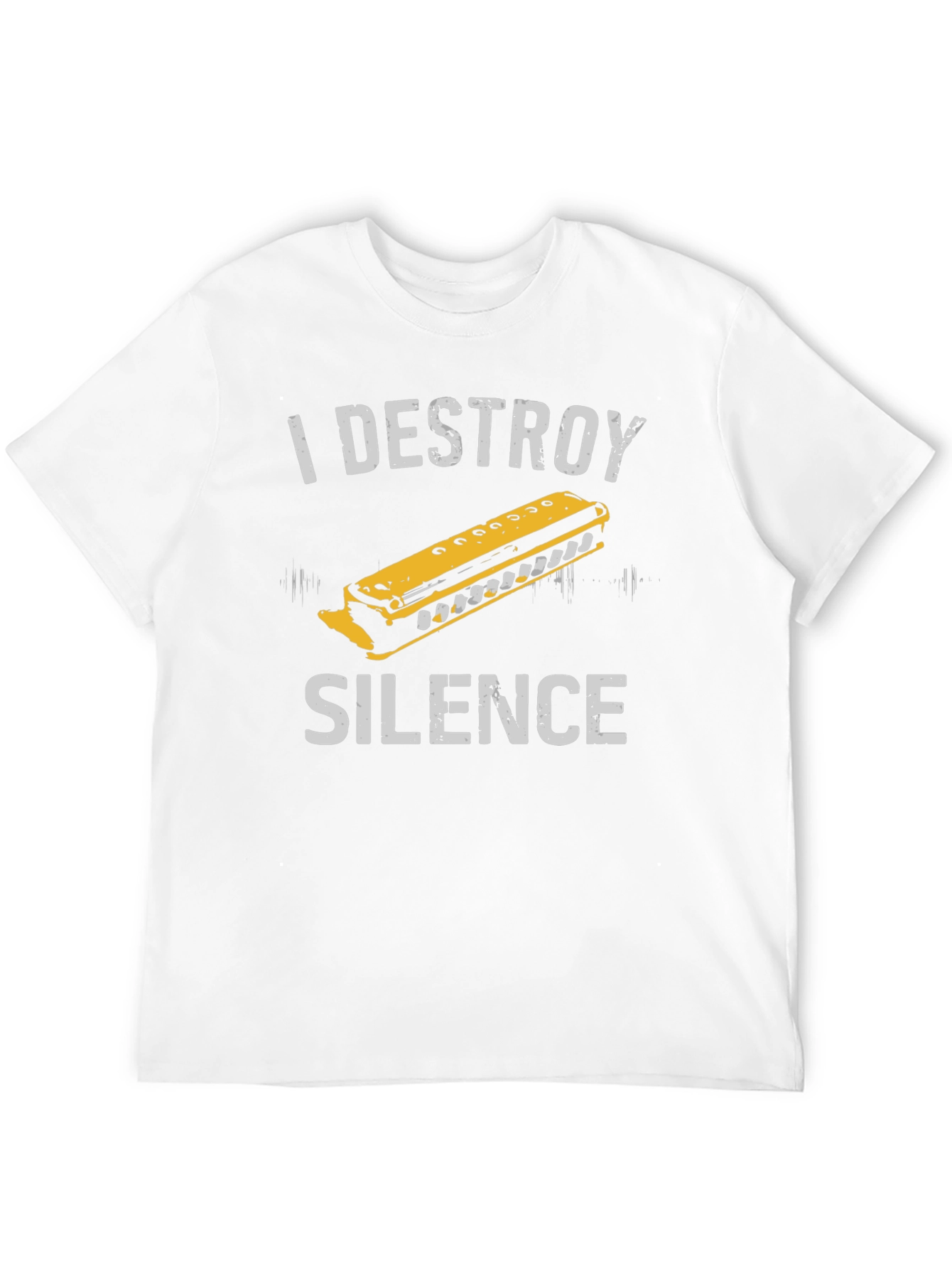 Black I Destroy Silence Harmonica Graphic Tee view 12