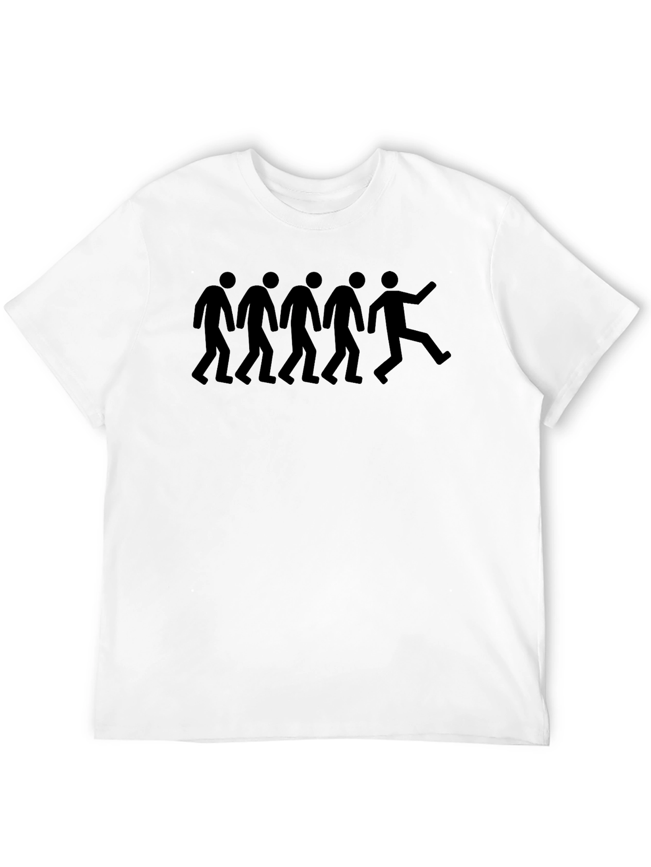 Black Stick Figure Conformity Men's Black T-Shirt view 12