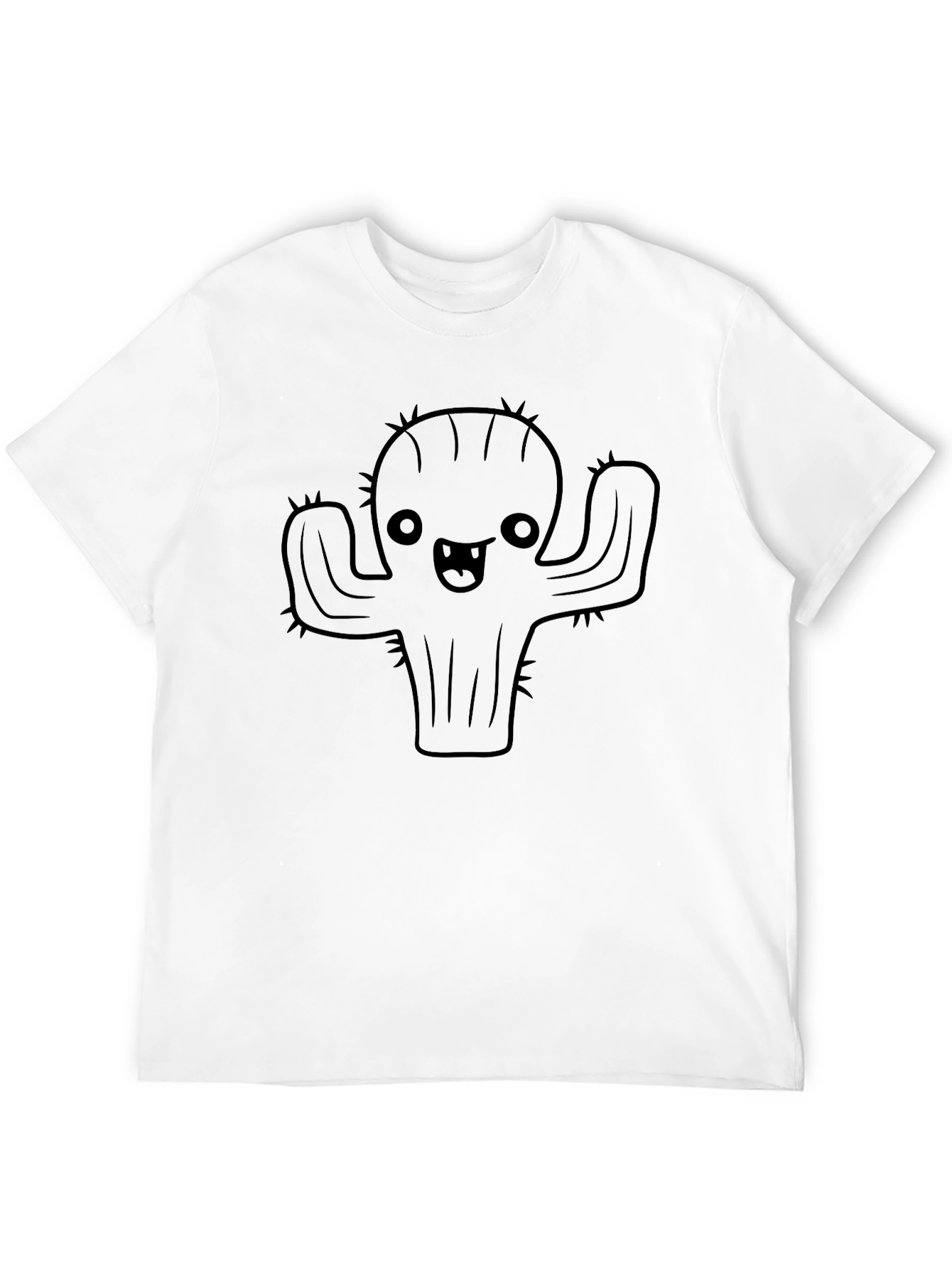 Black Cute Cartoon Cactus Black T-Shirt view 12