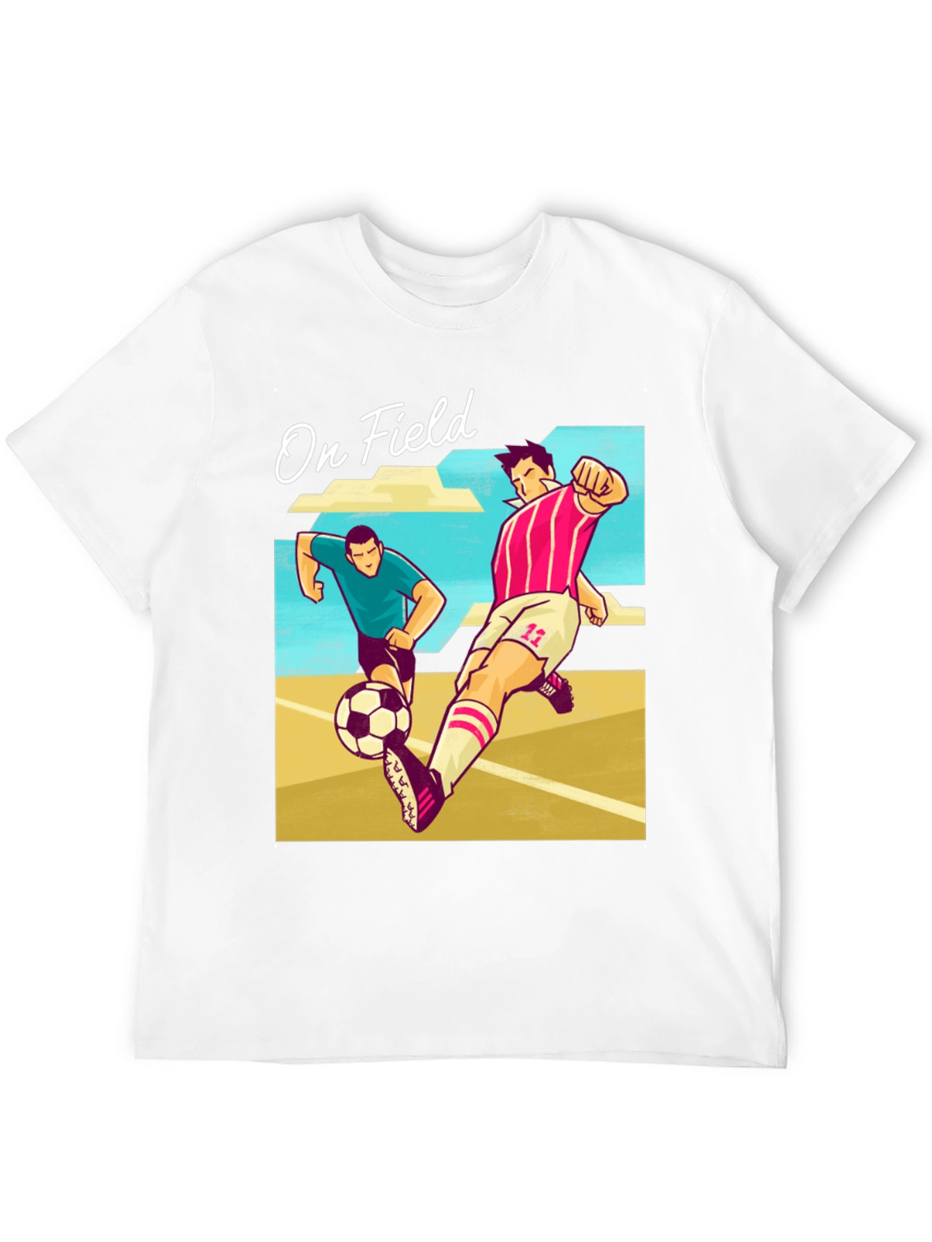 Black On Field Graphic T-Shirt | Soccer Players Cartoon Print view 12