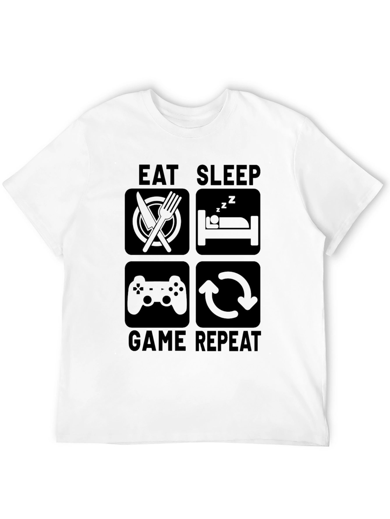 Black Eat Sleep Game Repeat - Gamer T-Shirt view 12