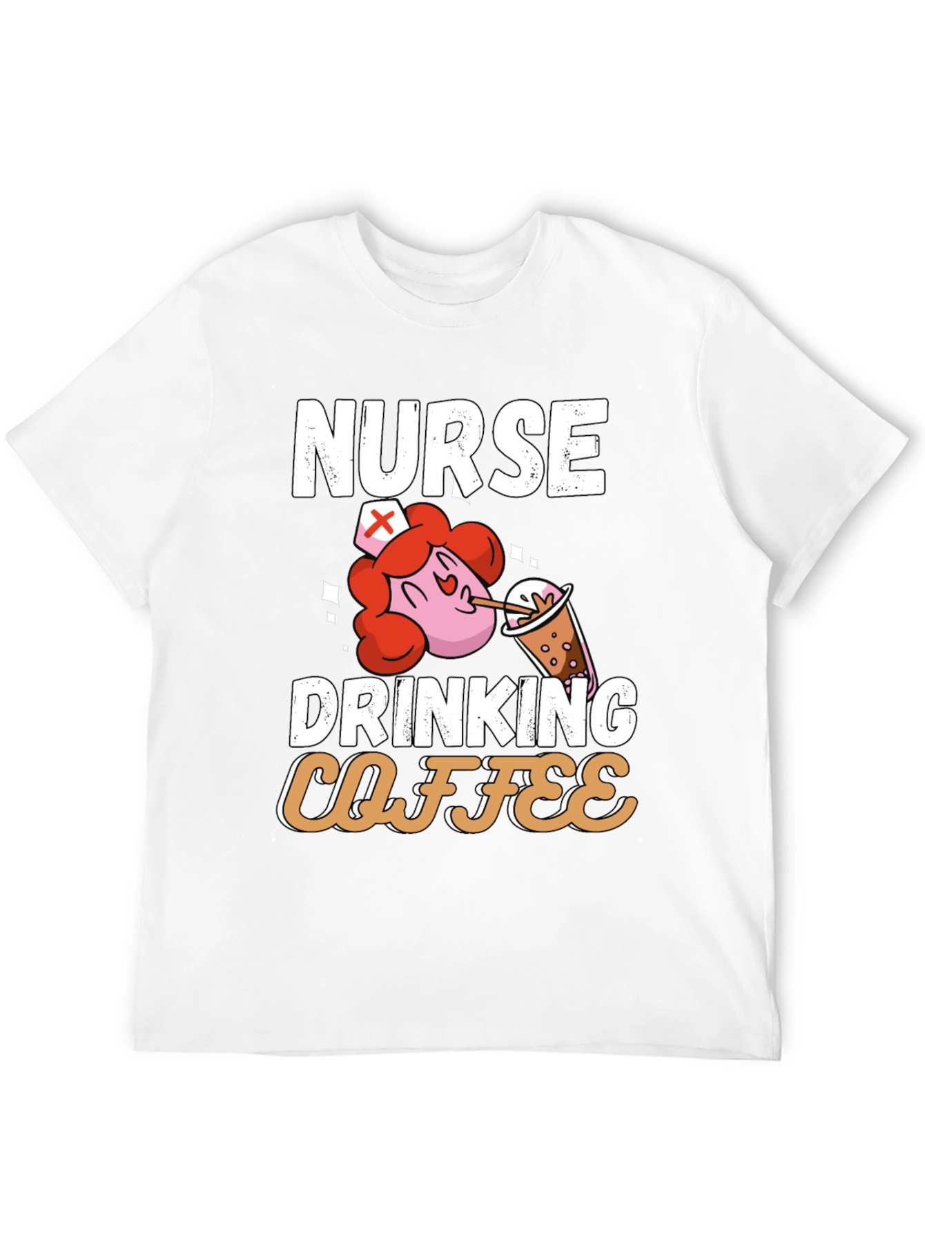 Black Nurse Drinking Coffee Graphic T-Shirt view 12