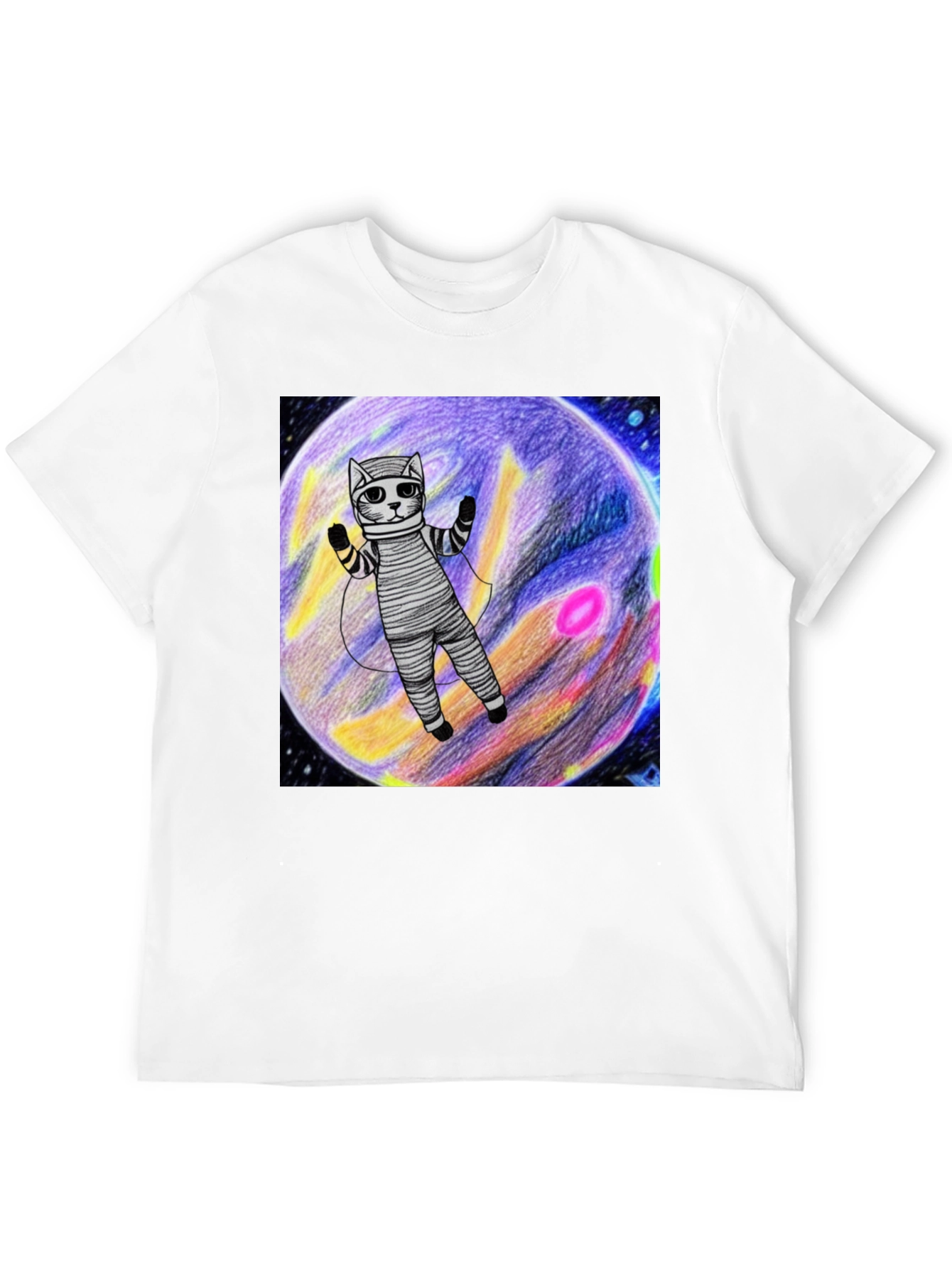 Black Cosmic Cat T-Shirt - Space Explorer Design view 12