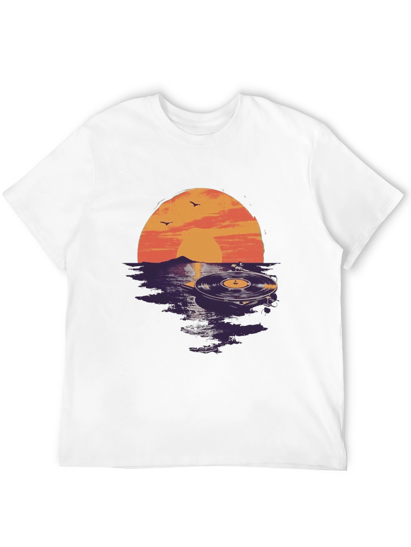 Black Sunset Vinyl Record Graphic Tee - Unique Music Lover Shirt view 12